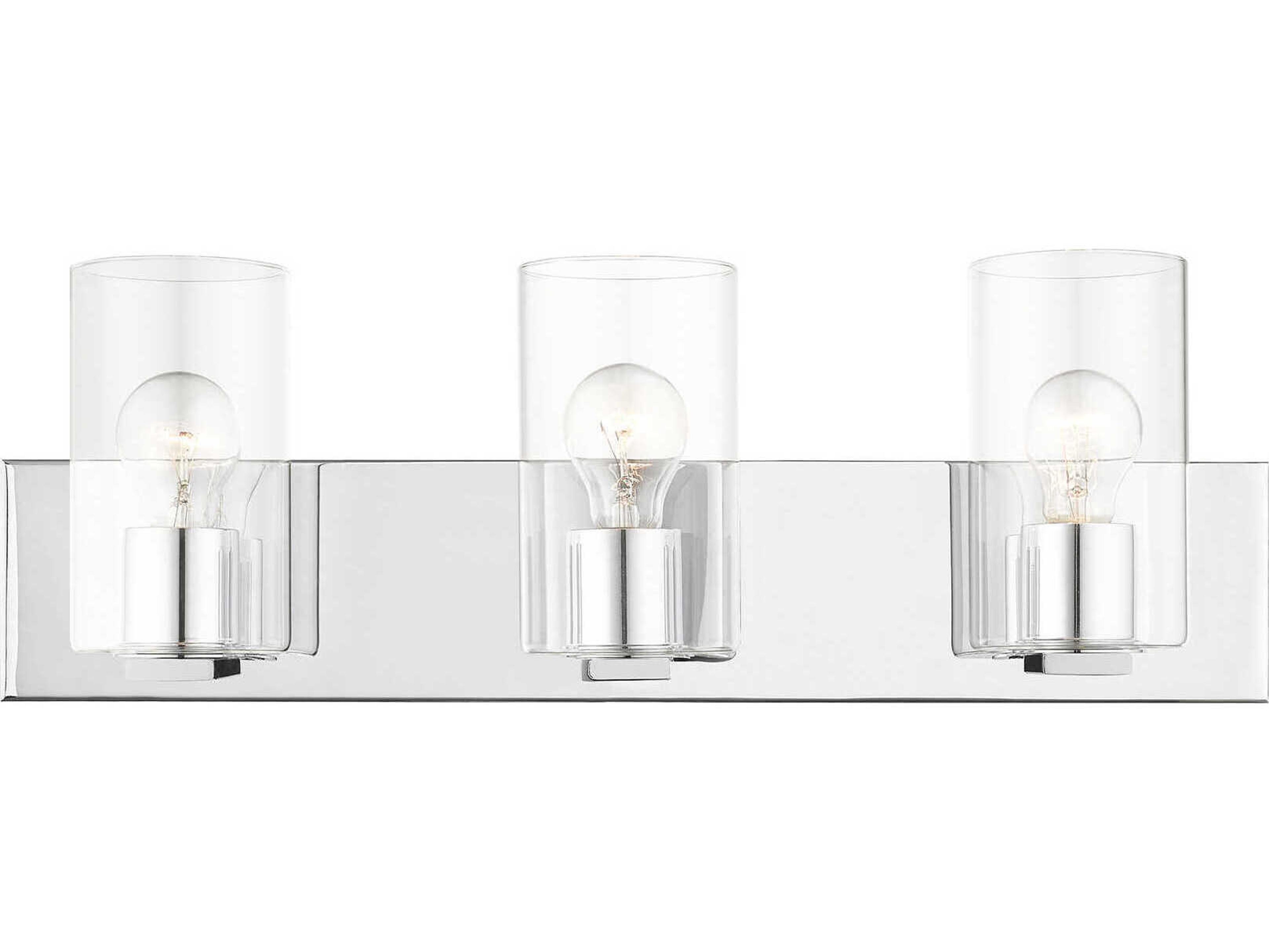 Livex Lighting Zurich 3-Light Polished Chrome Clear Glass Vanity Light