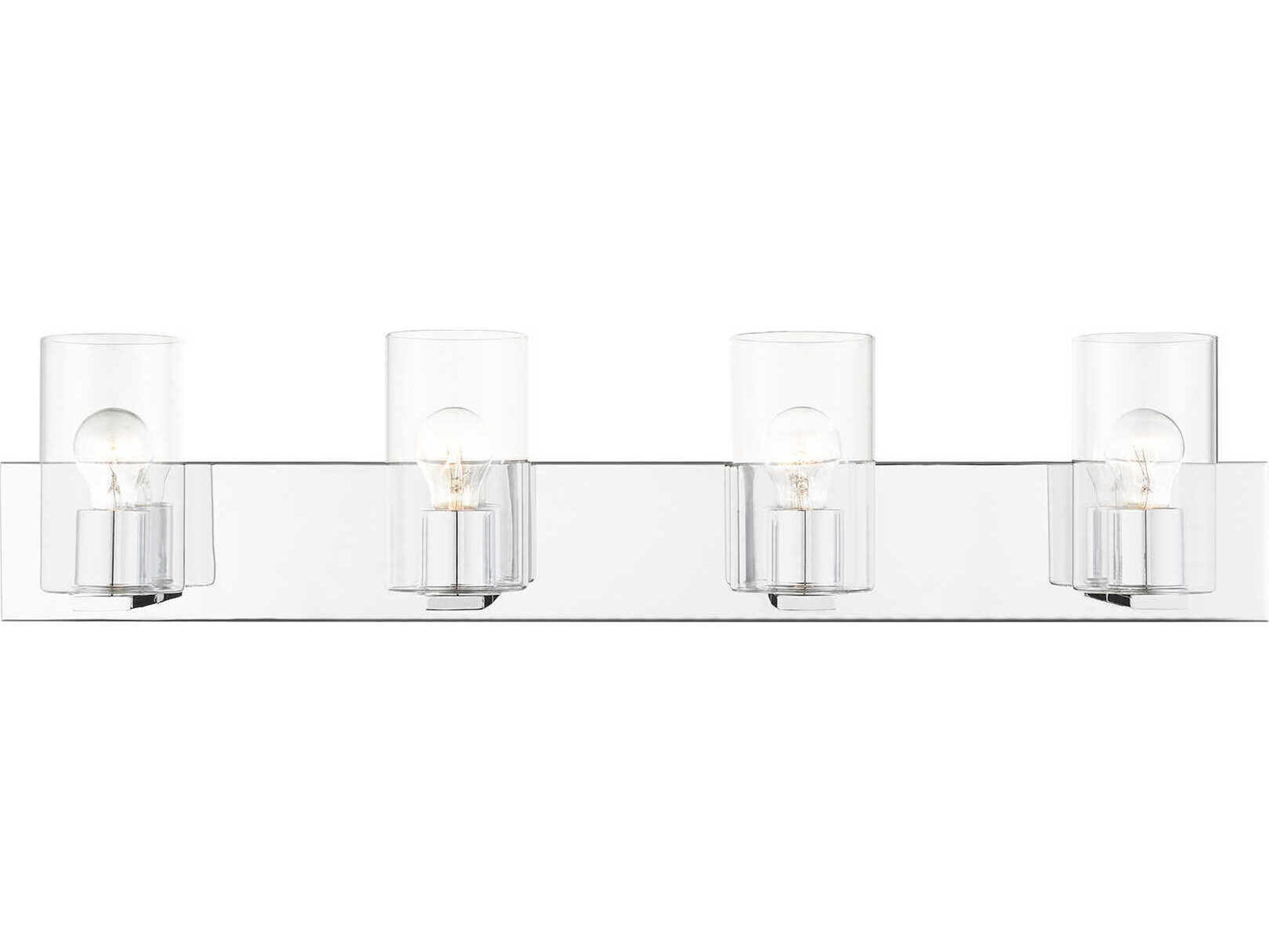 Livex Lighting Zurich 4-Light Polished Chrome Clear Glass Vanity Light