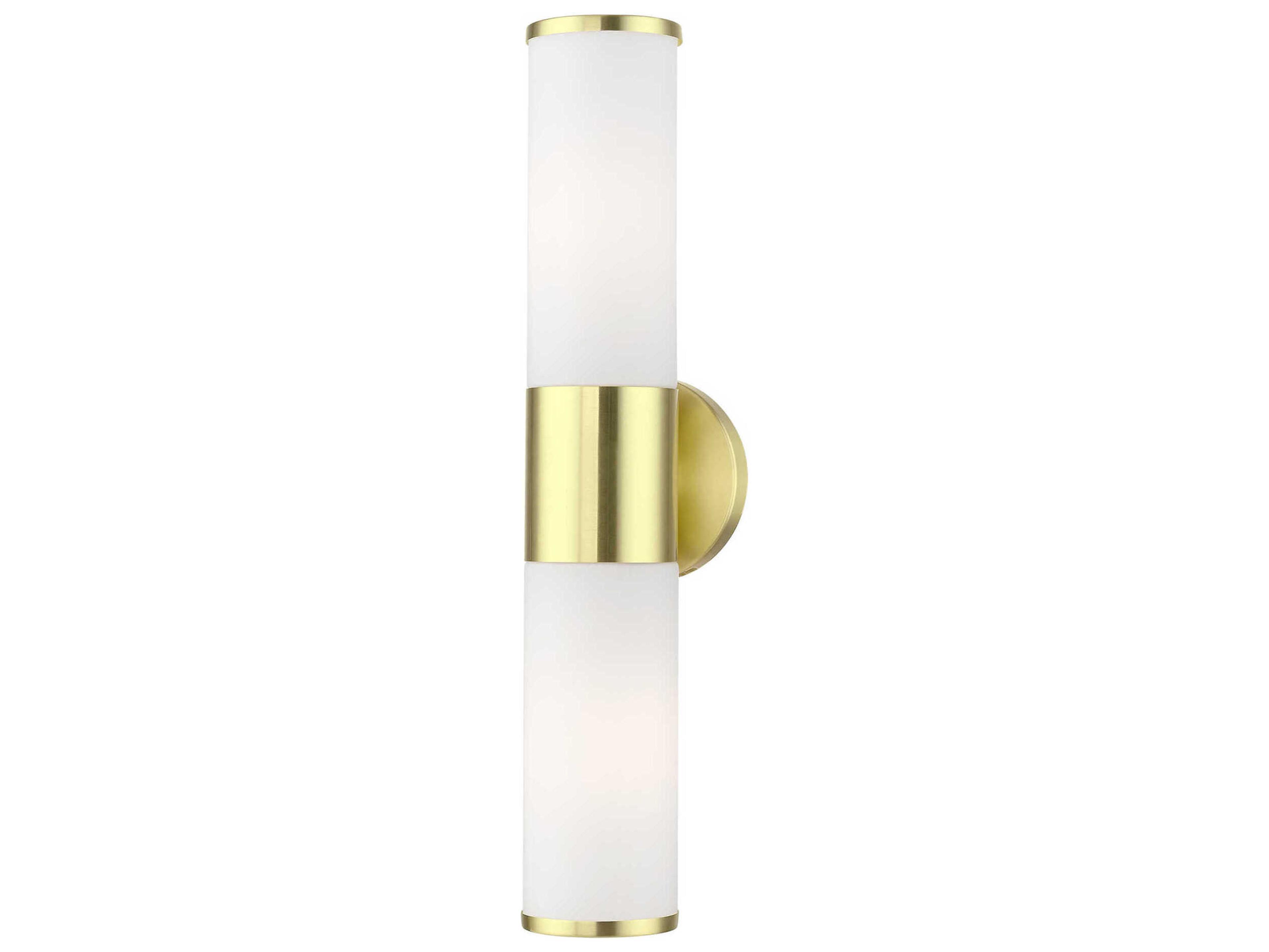Livex Lighting Lindale 2-Light Satin Brass Glass Vanity Light
