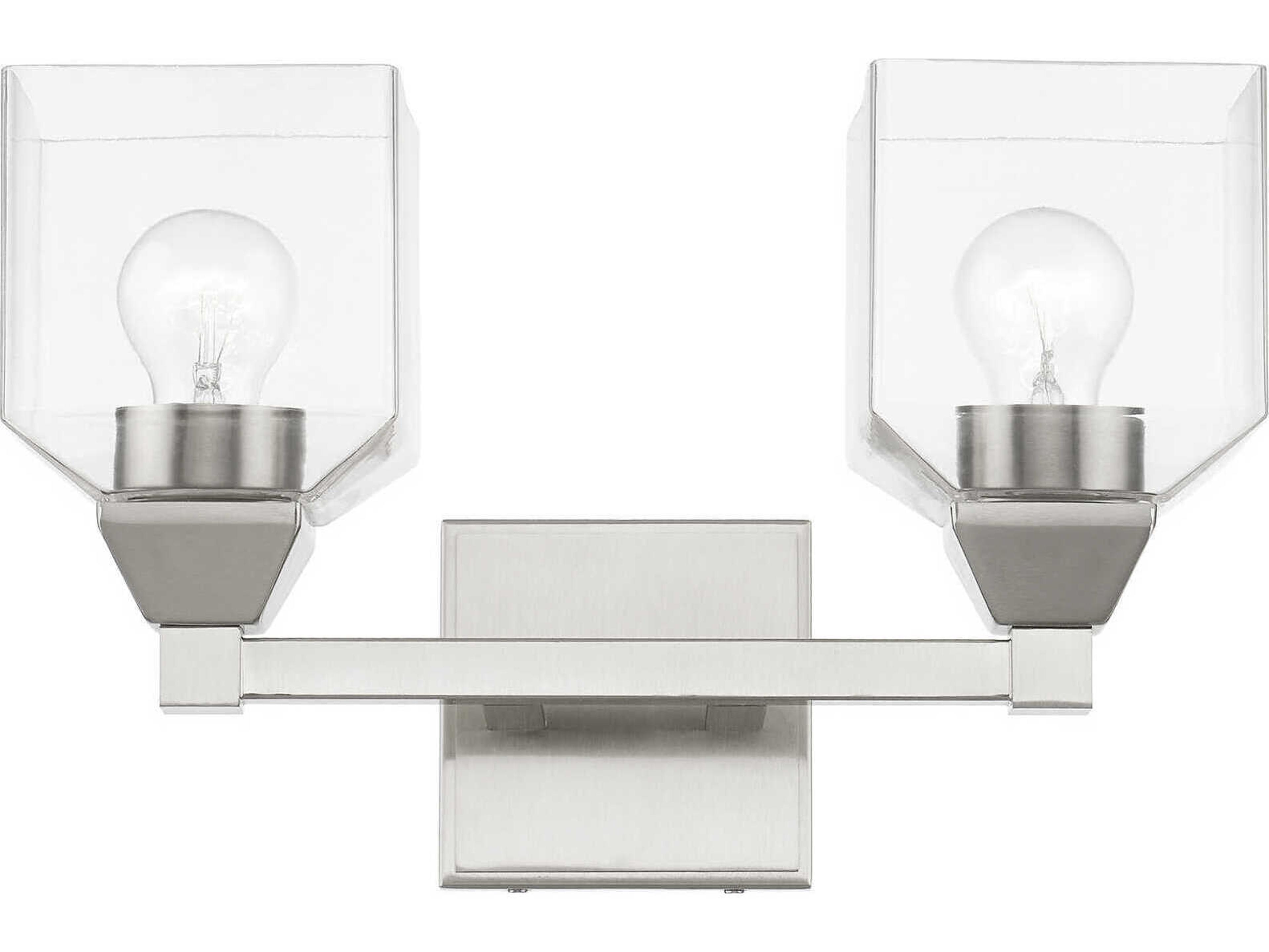 Livex Lighting Aragon 2-Light Brushed Nickel Glass Vanity Light