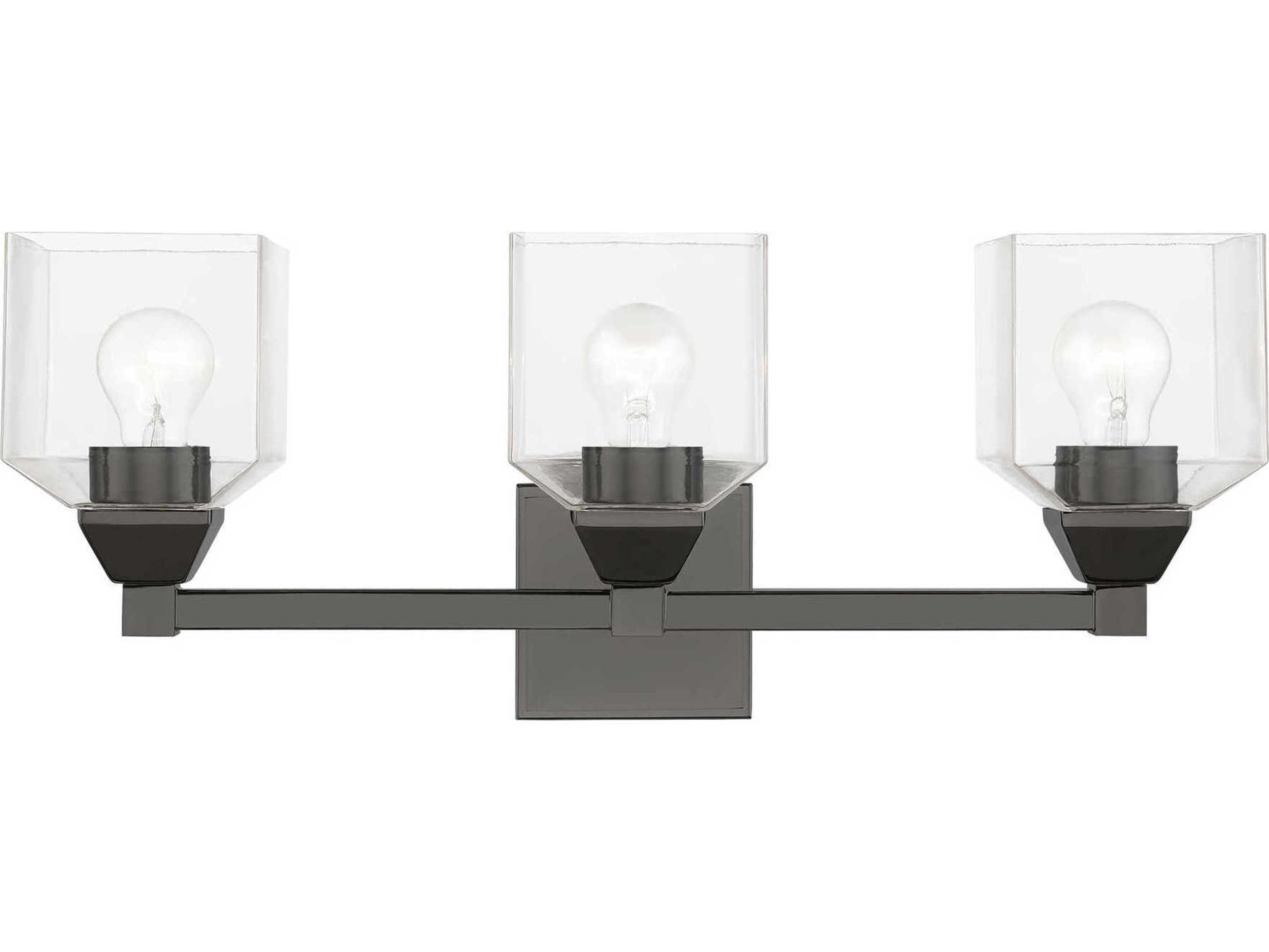Livex Lighting Aragon 3-Light Black Chrome Glass Vanity Light