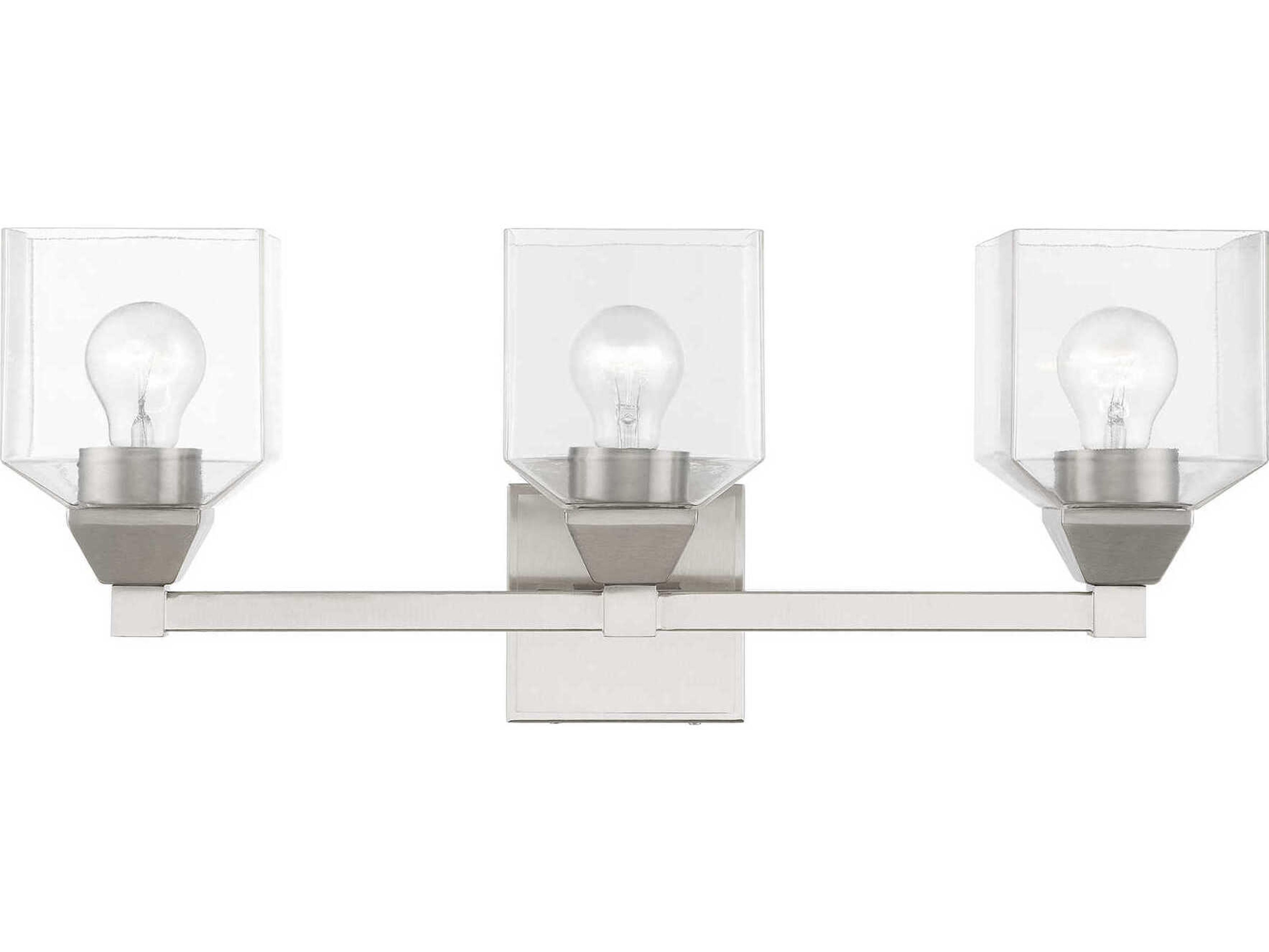 Livex Lighting Aragon 3-Light Brushed Nickel Glass Vanity Light