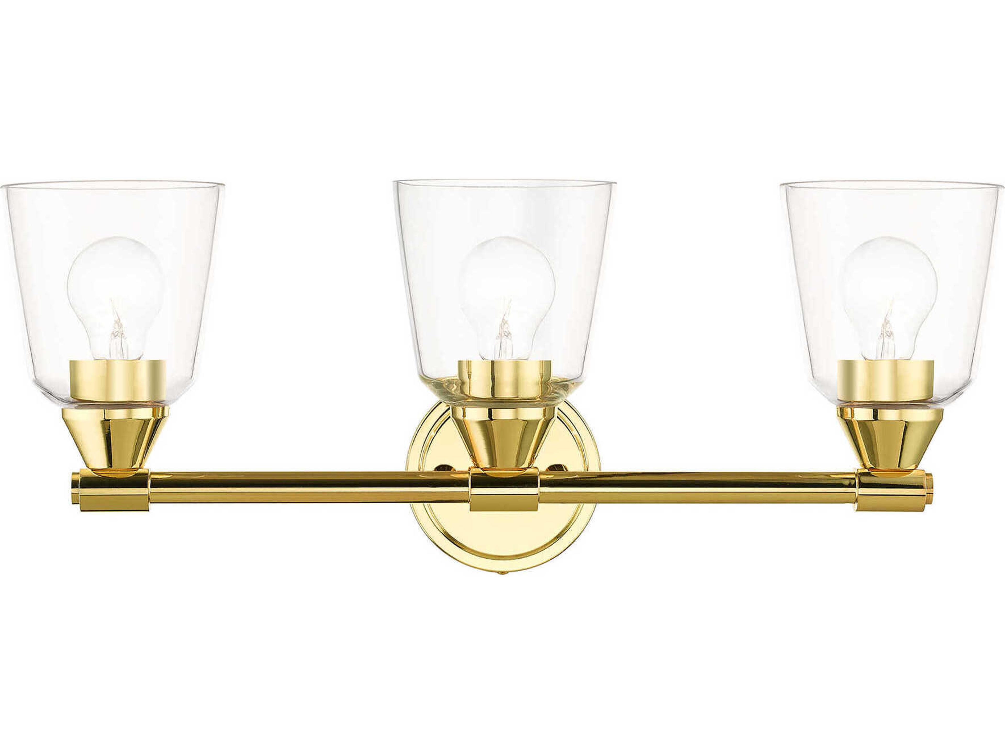 Livex Lighting Catania 3-Light Polished Brass Glass Vanity Light