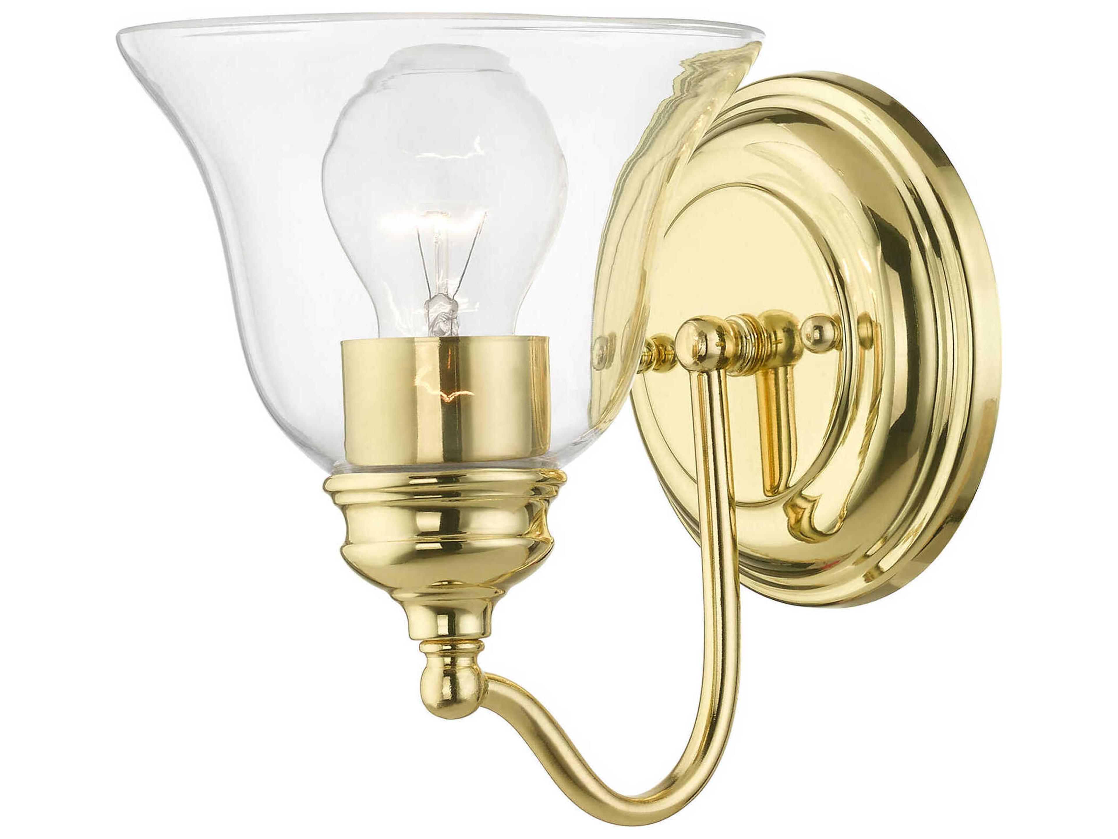 Livex Lighting Moreland 1-Light Polished Brass Glass Wall Sconce