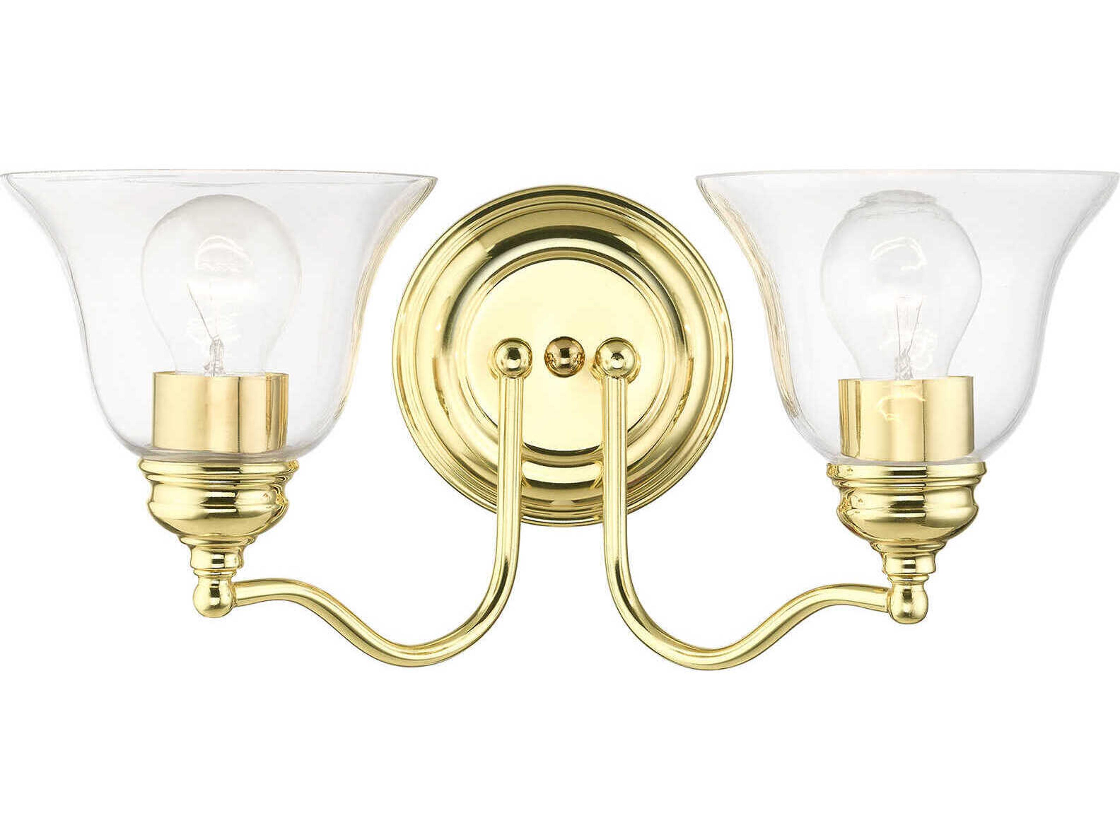 Livex Lighting Moreland 2-Light Polished Brass Glass Vanity Light