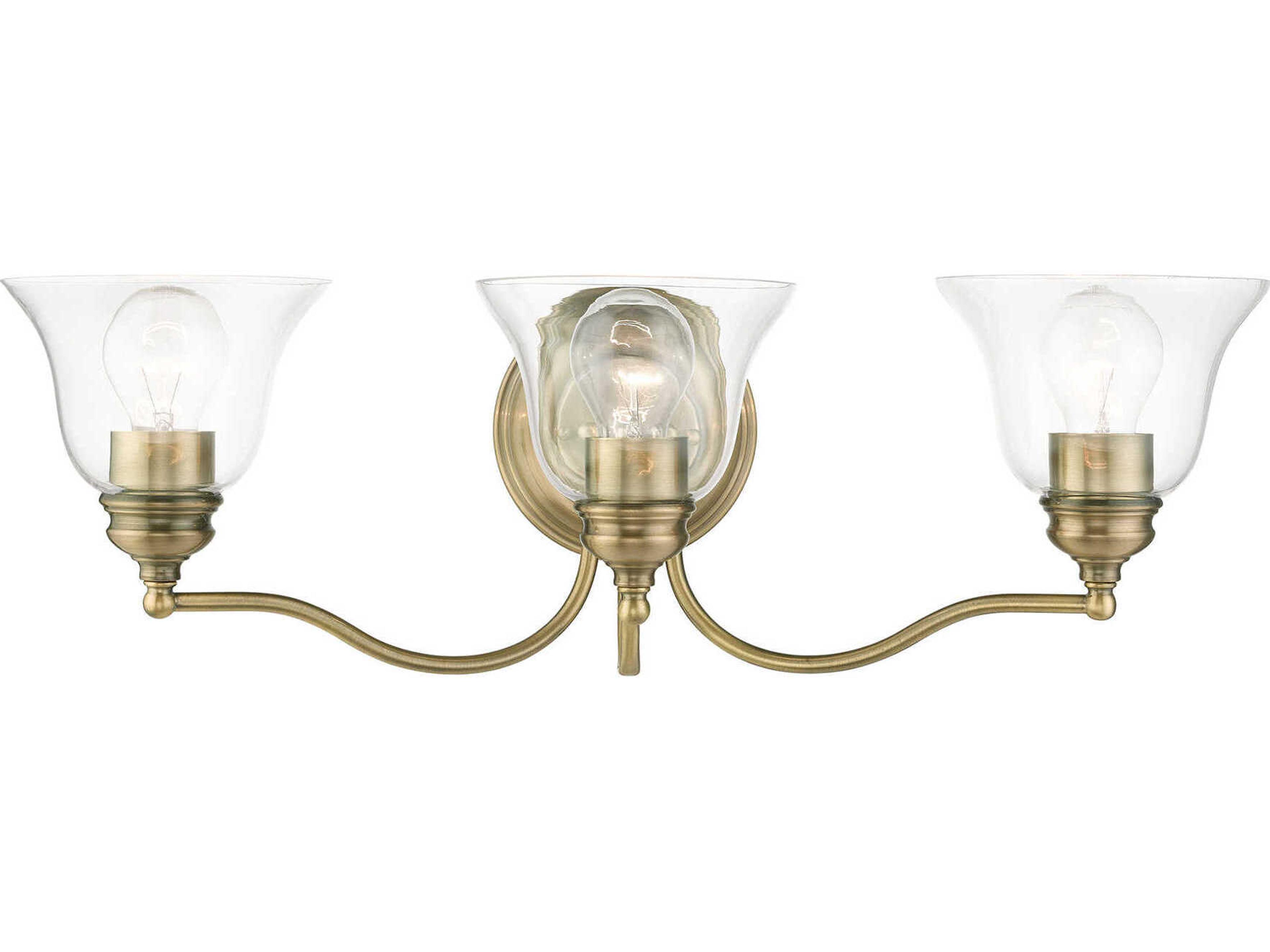 Livex Lighting Moreland 3-Light Antique Brass Glass Vanity Light