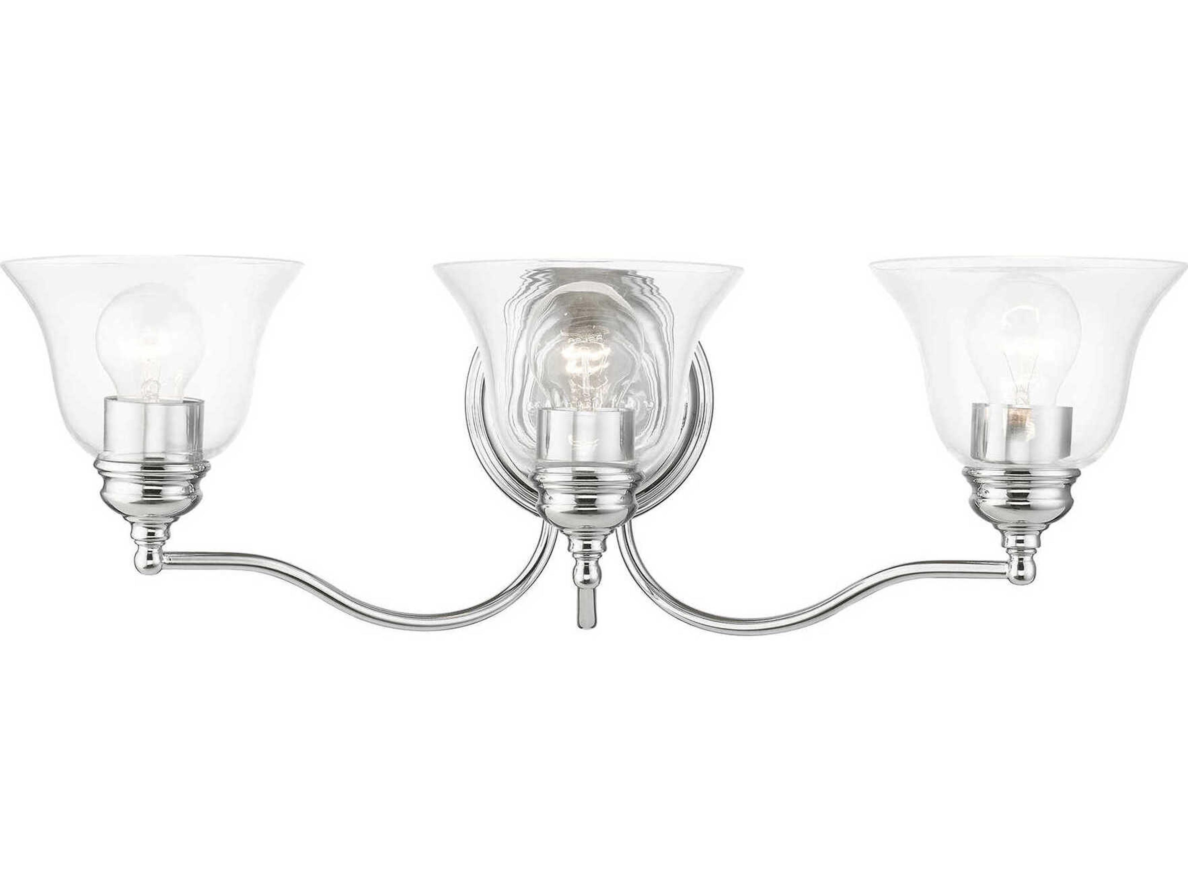 Livex Lighting Moreland 3-Light Polished Chrome Glass Vanity Light