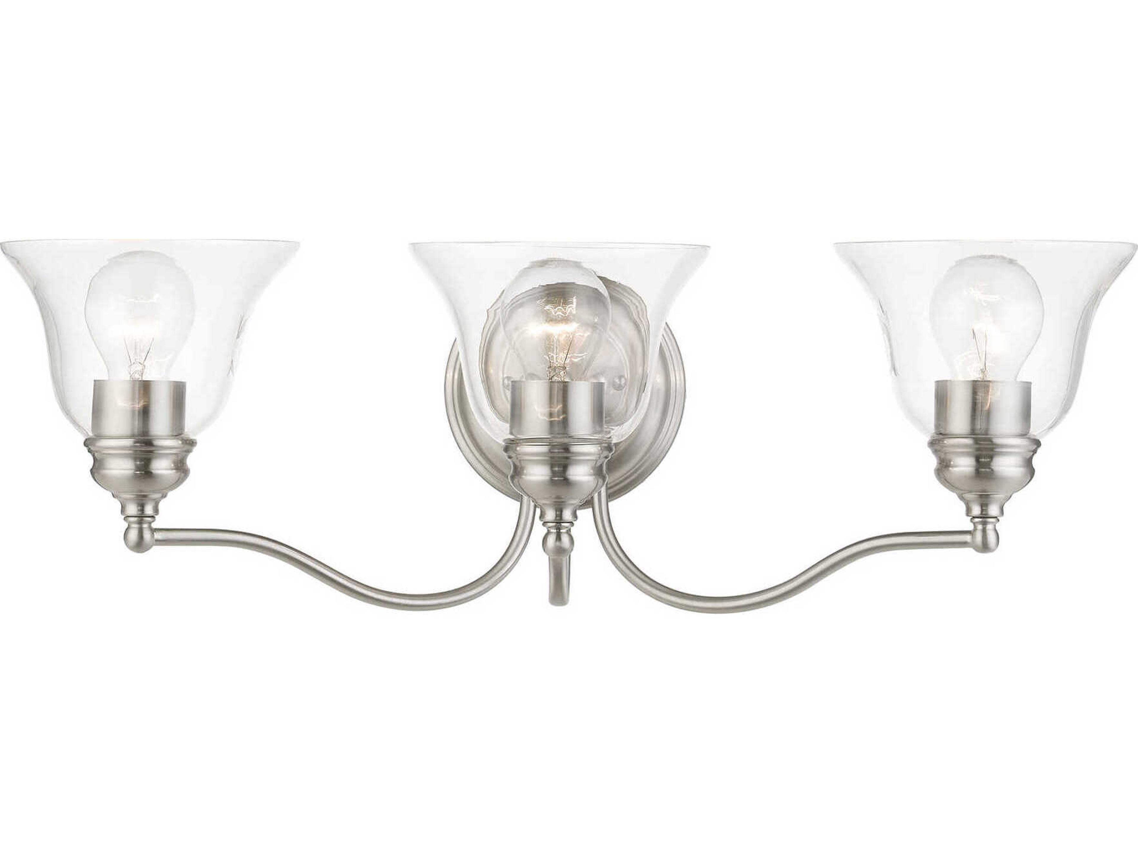 Livex Lighting Moreland 3-Light Brushed Nickel Glass Vanity Light