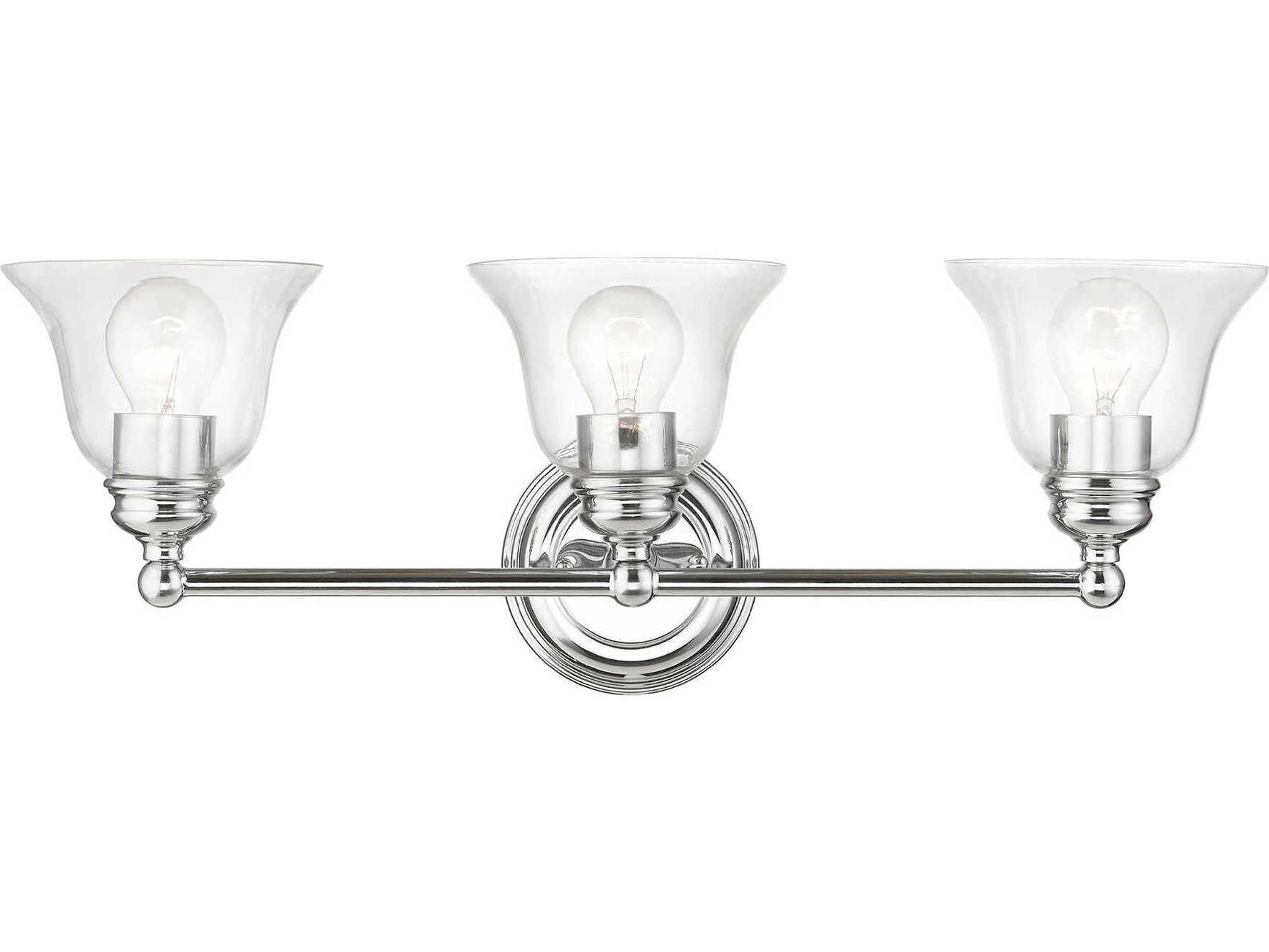 Livex Lighting Moreland 3-Light Polished Chrome Glass Vanity Light