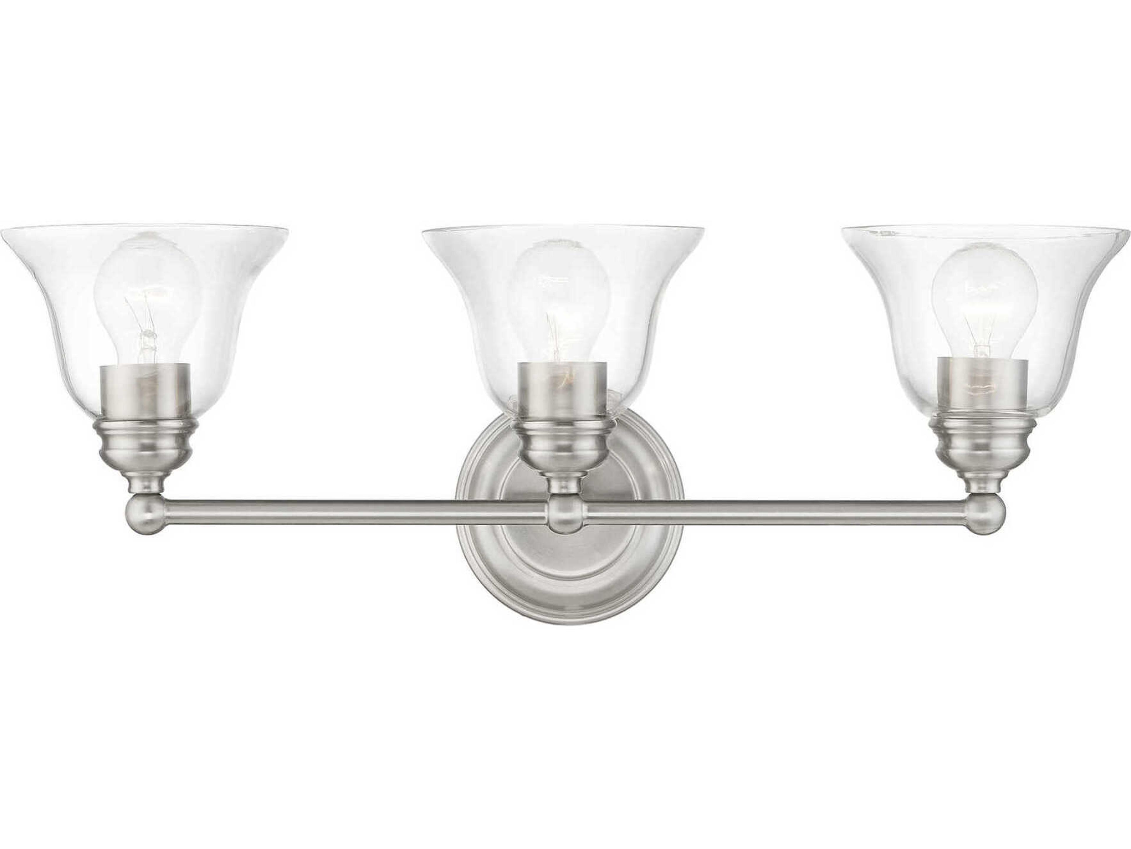 Livex Lighting Moreland 3-Light Brushed Nickel Glass Vanity Light