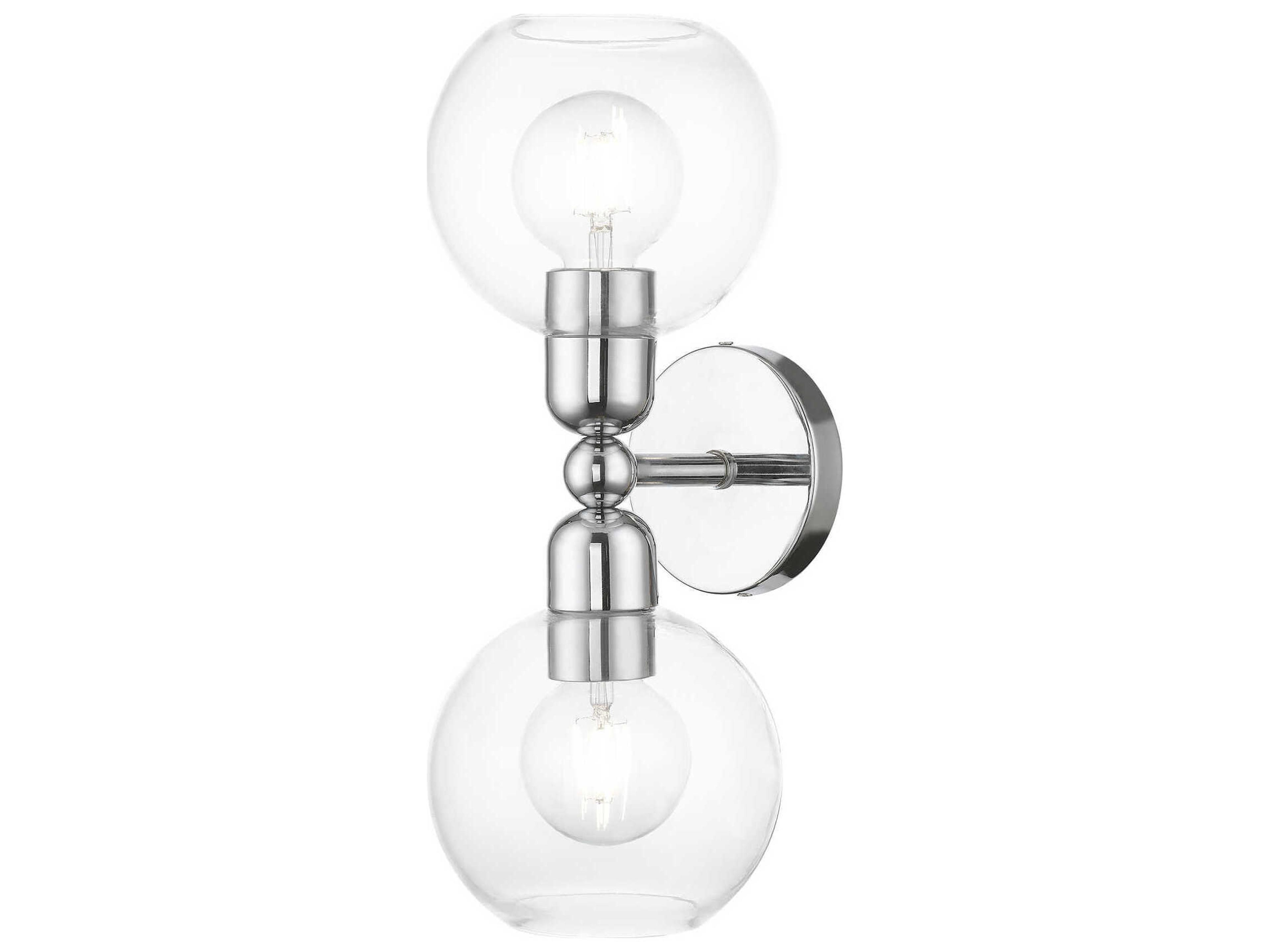 Livex Lighting Downtown 2-Light Polished Chrome Glass Vanity Light