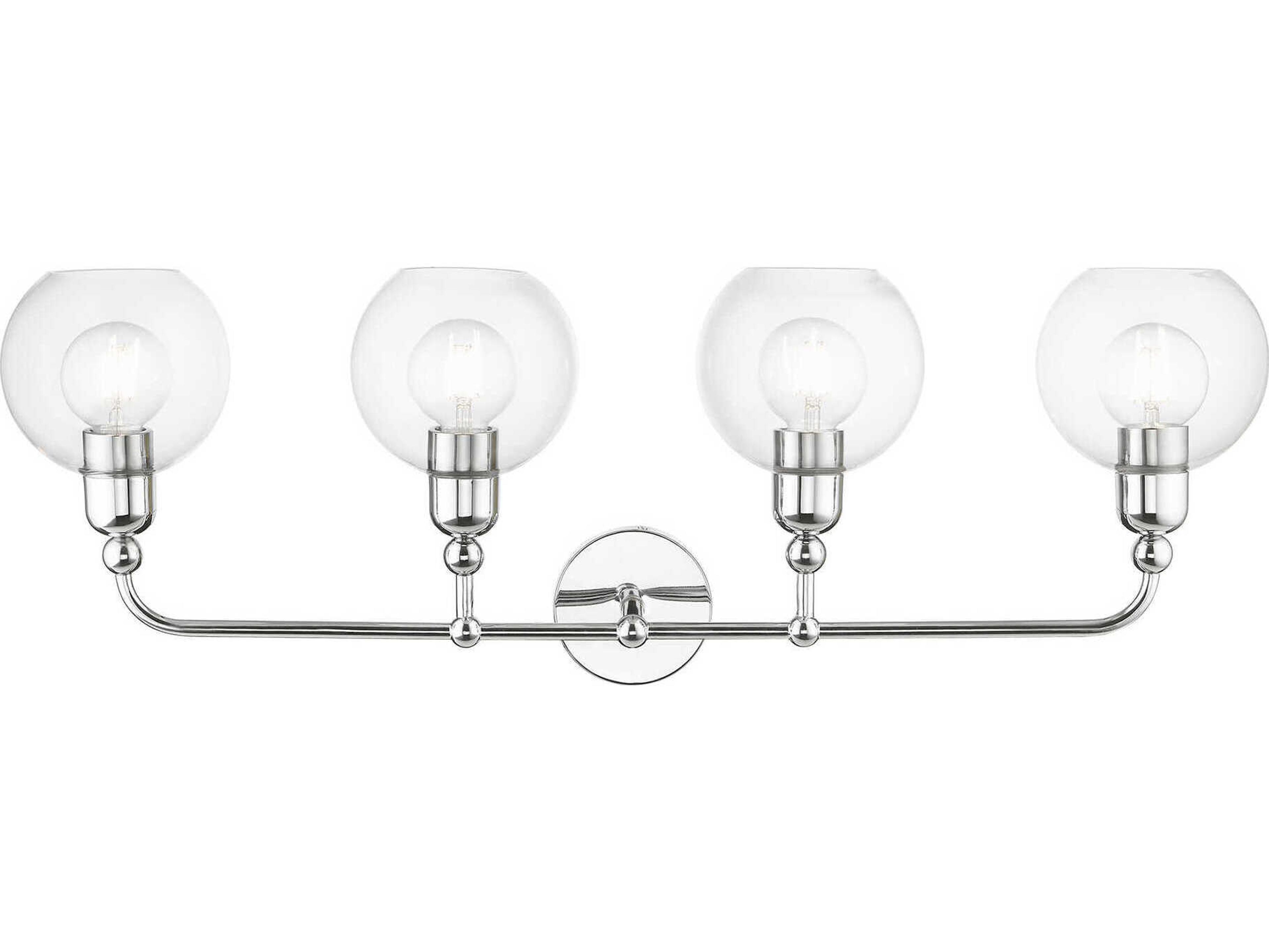 Livex Lighting Downtown 4-Light Polished Chrome Glass Vanity Light