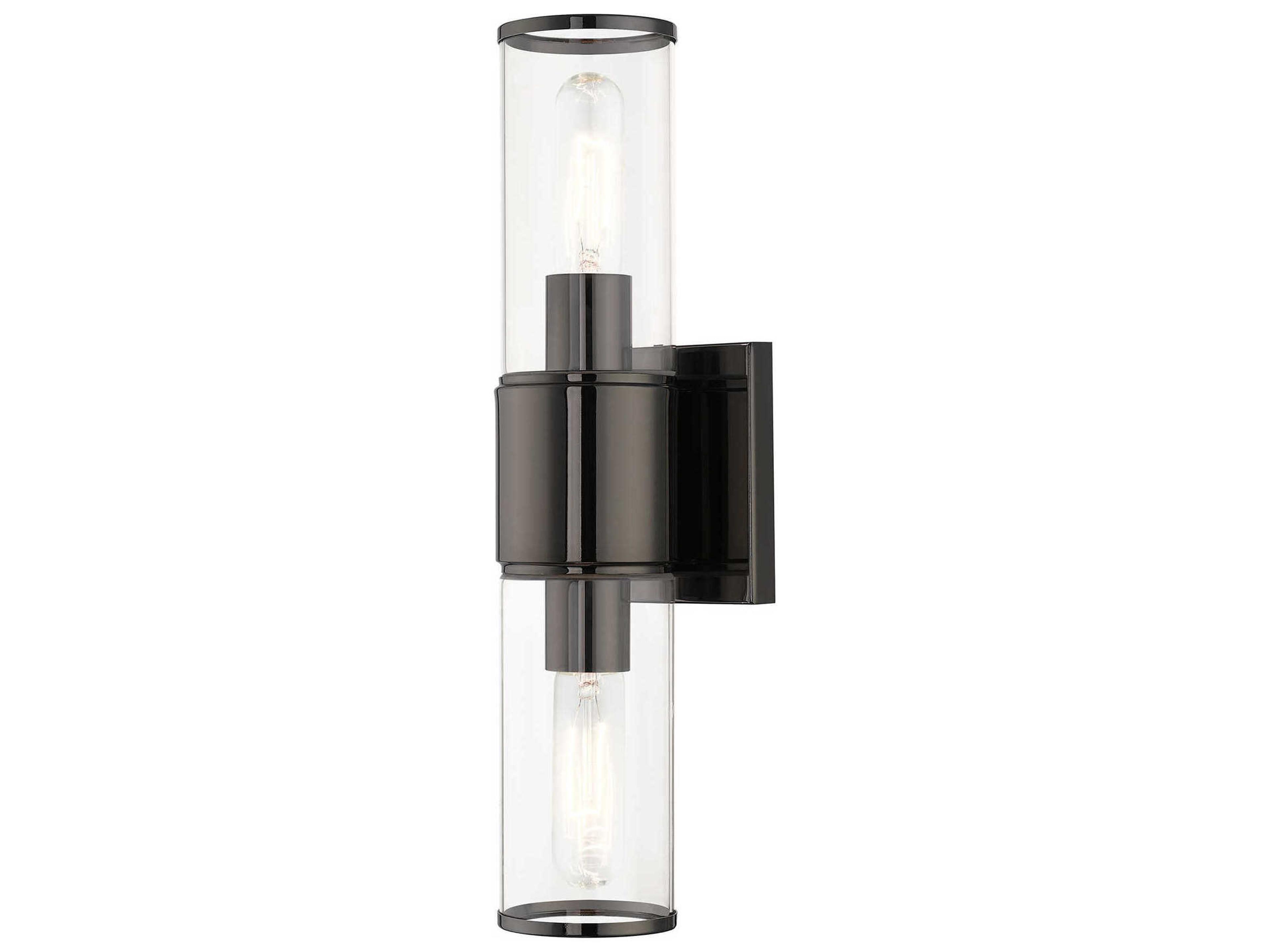 Livex Lighting Quincy 2-Light Black Chrome Glass Vanity Light