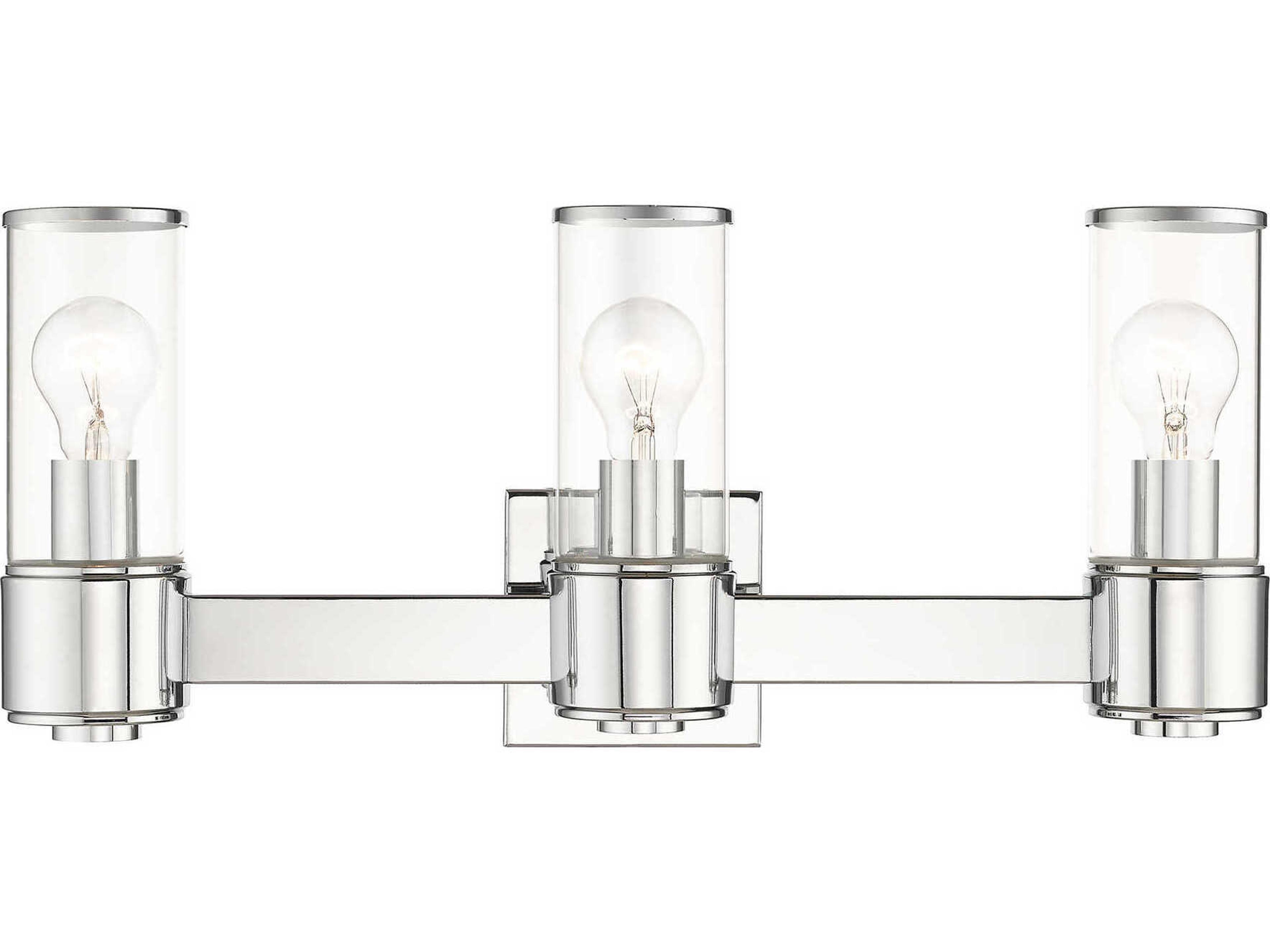Livex Lighting Quincy 3-Light Polished Chrome Glass Vanity Light