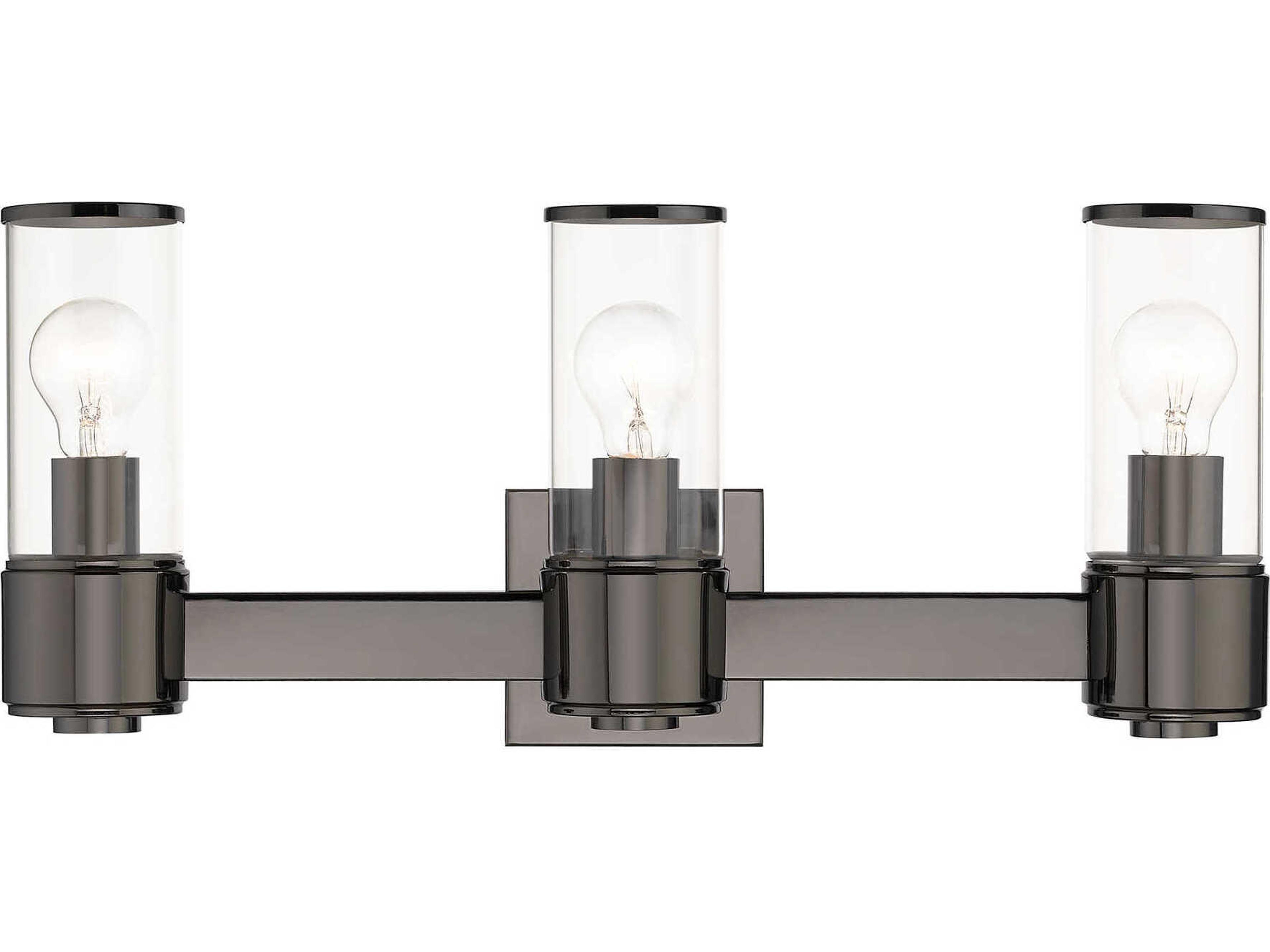 Livex Lighting Quincy 3-Light Black Chrome Glass Vanity Light