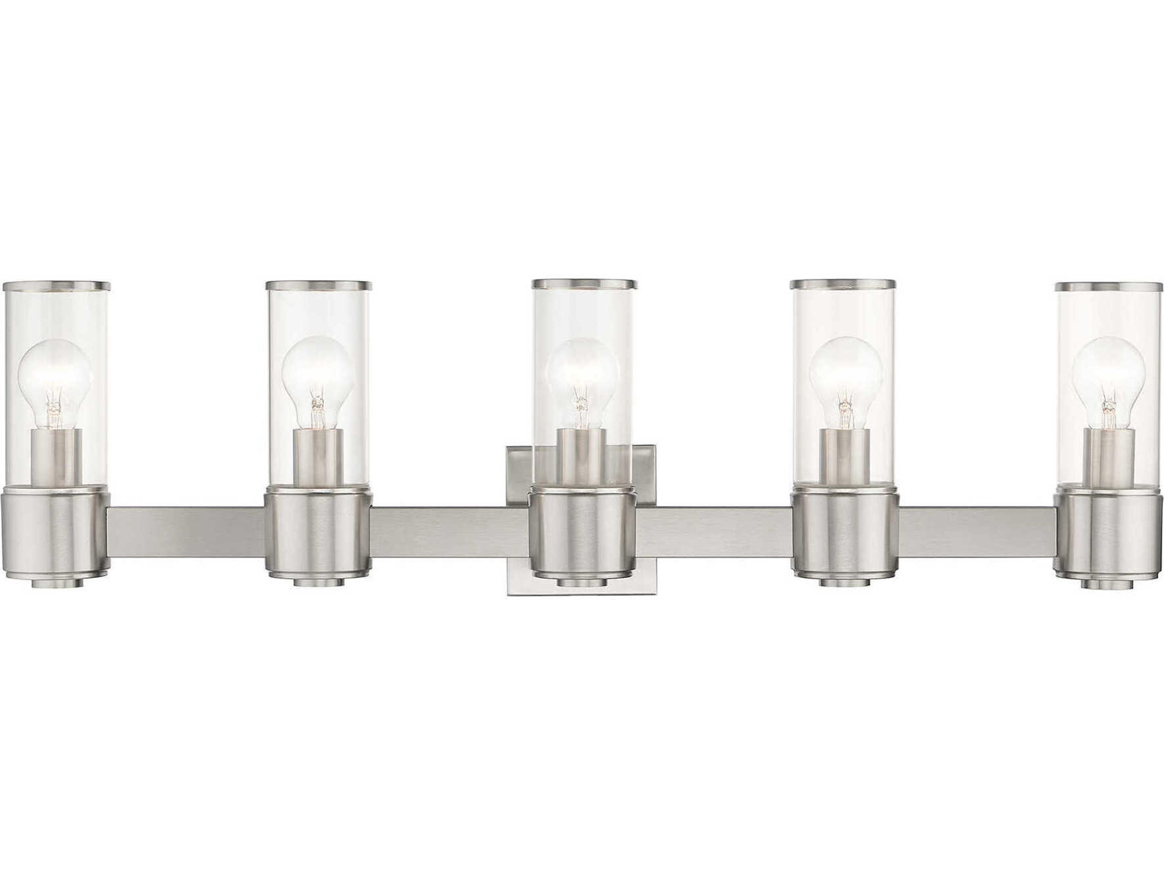 Livex Lighting Quincy 5-Light Brushed Nickel Glass Vanity Light