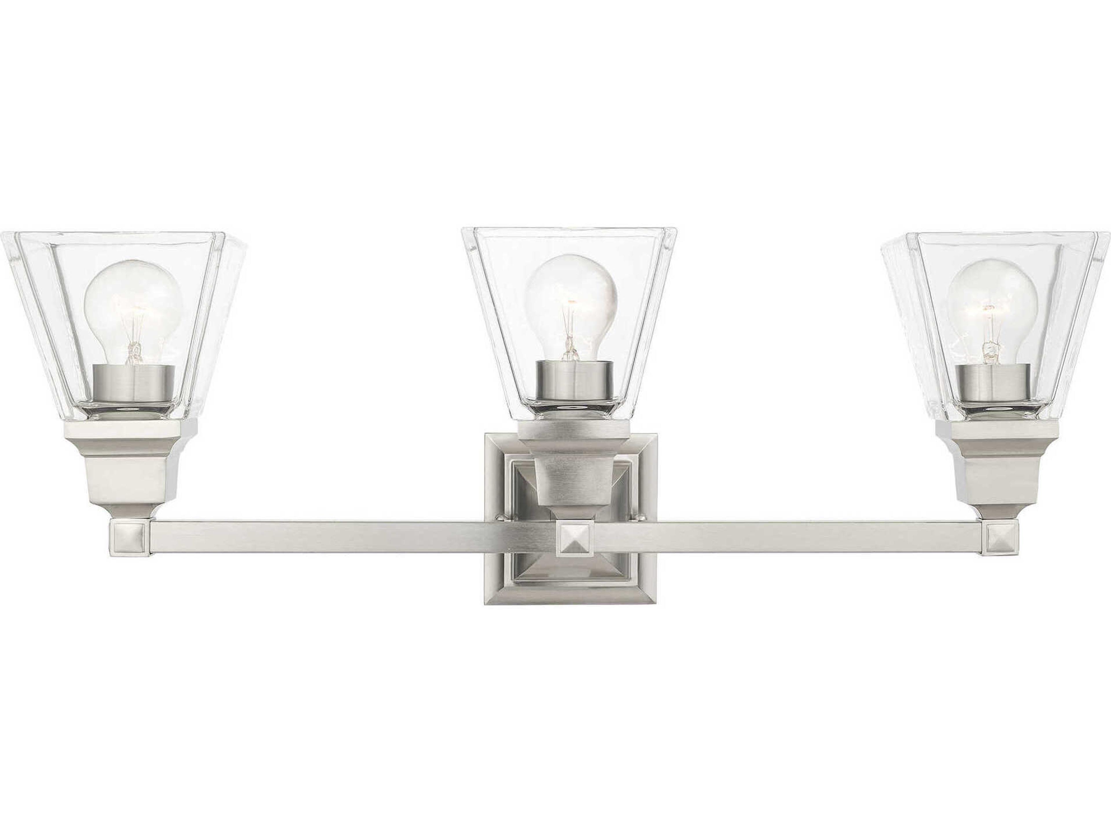 Livex Lighting Mission 3-Light Brushed Nickel Glass Vanity Light
