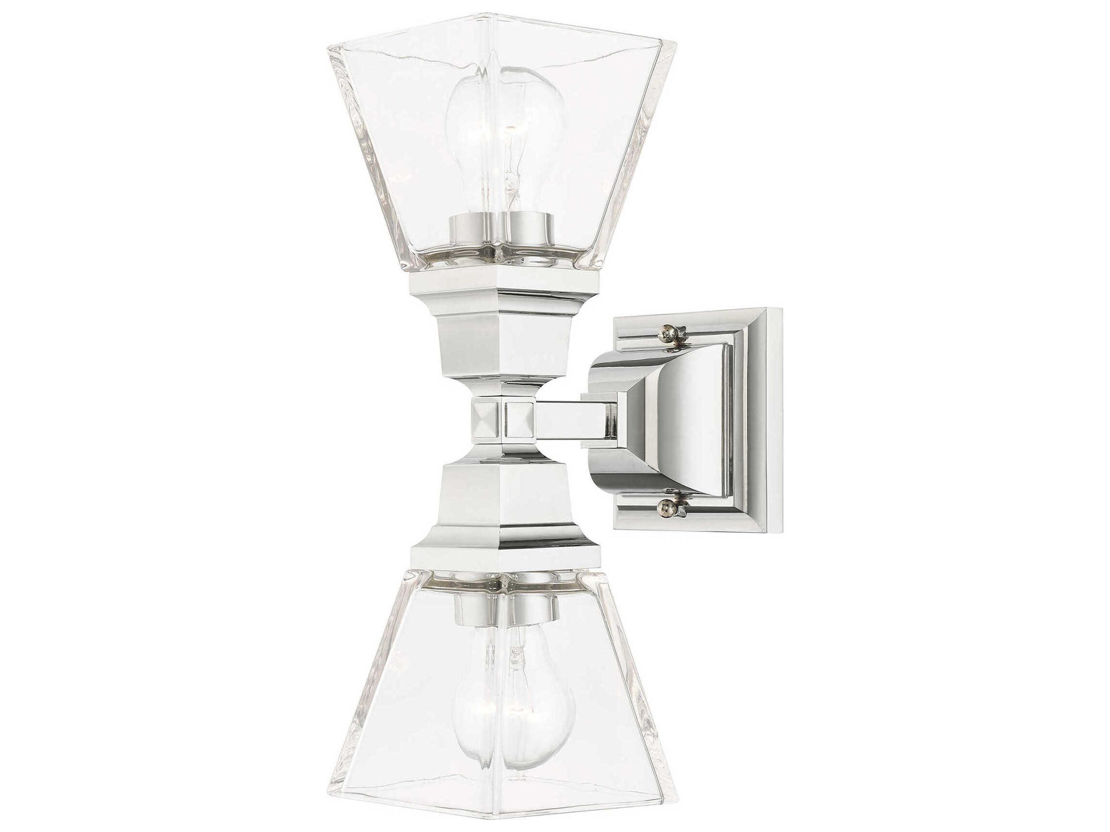 Livex Lighting Mission 2-Light Polished Chrome Glass Wall Sconce