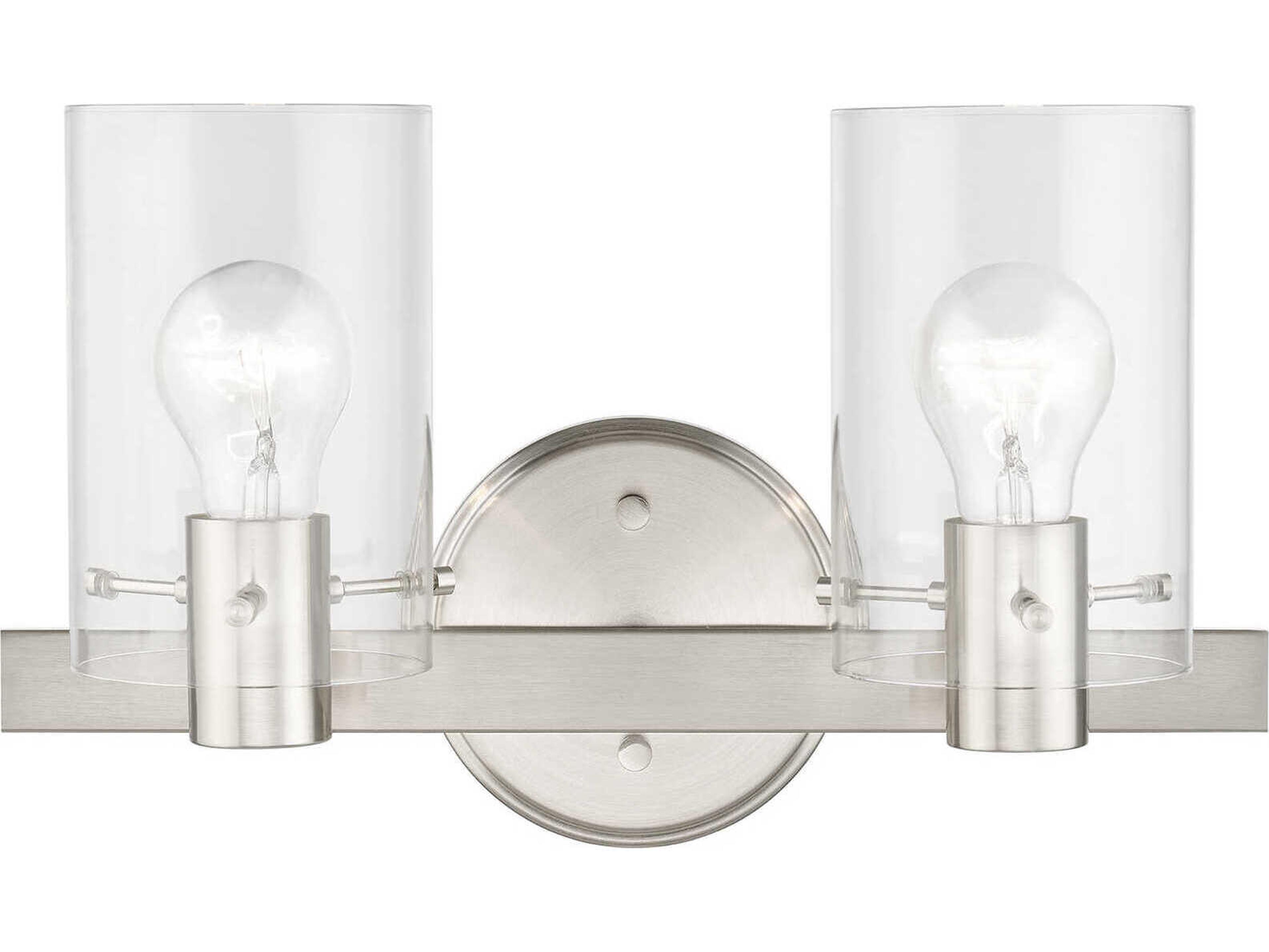 Livex Lighting Munich 2-Light Brushed Nickel Glass Vanity Light