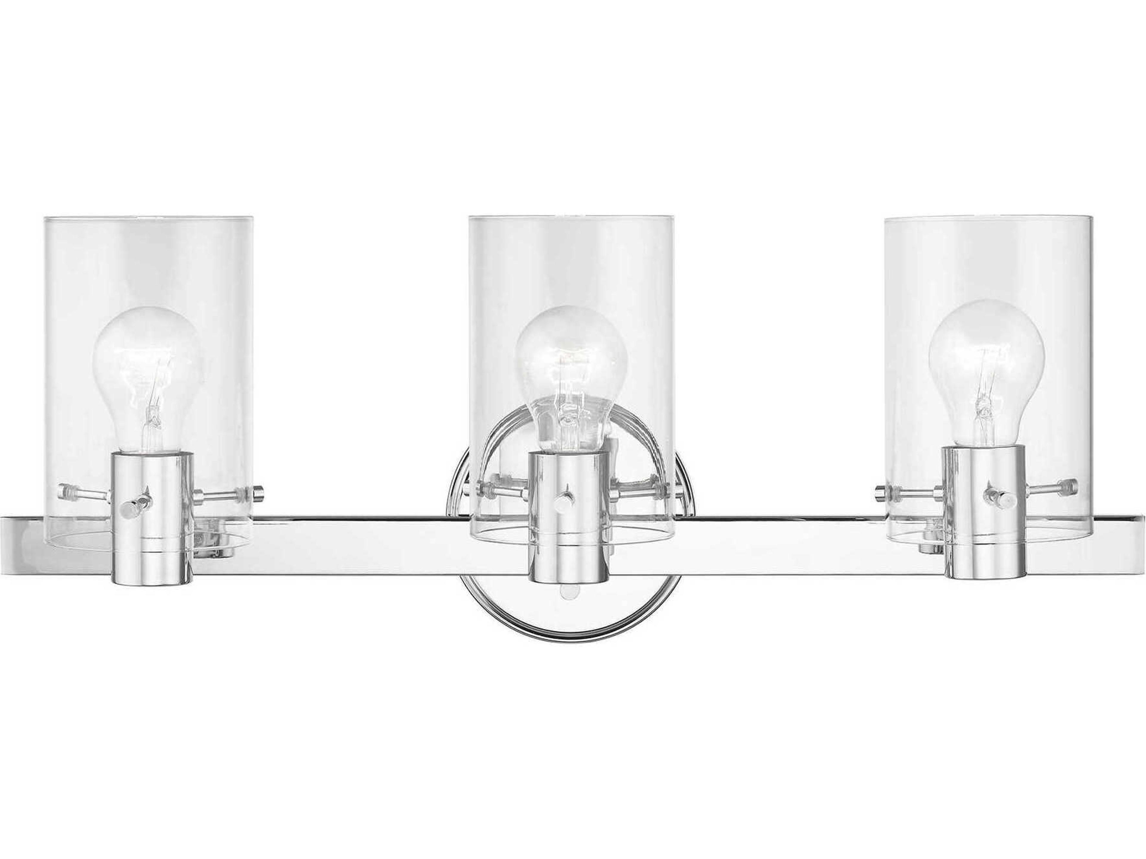 Livex Lighting Munich 3-Light Polished Chrome Glass Vanity Light