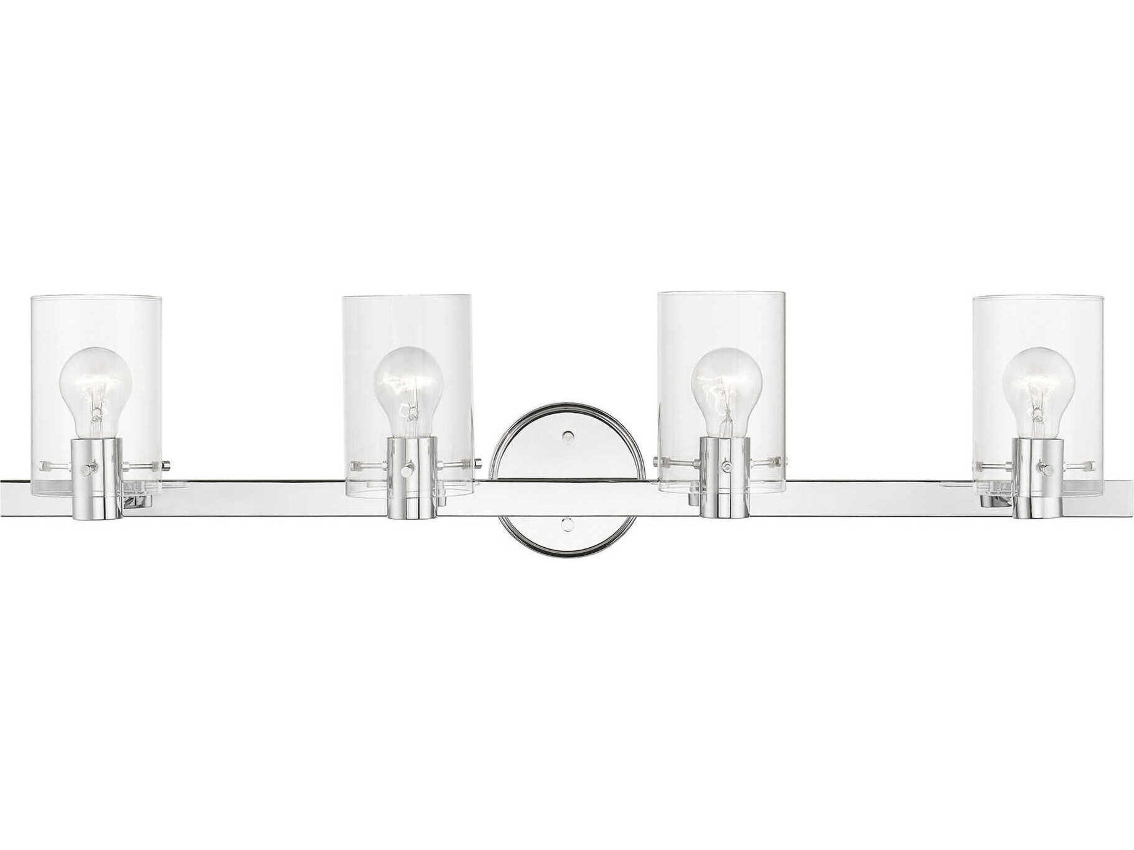Livex Lighting Munich 4-Light Polished Chrome Glass Vanity Light