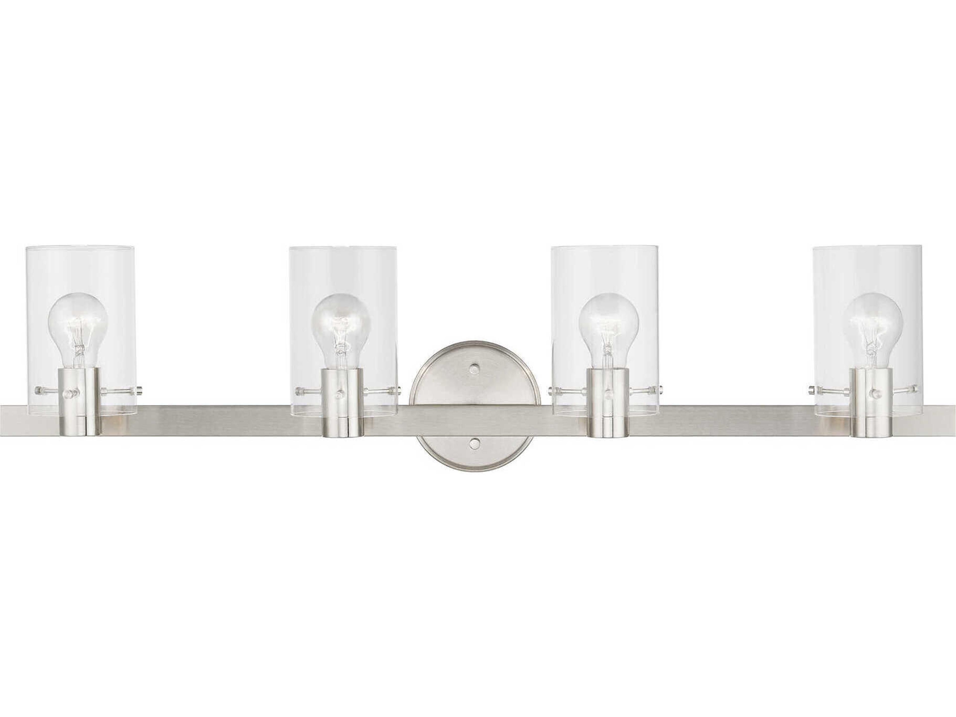 Livex Lighting Munich 4-Light Brushed Nickel Glass Vanity Light