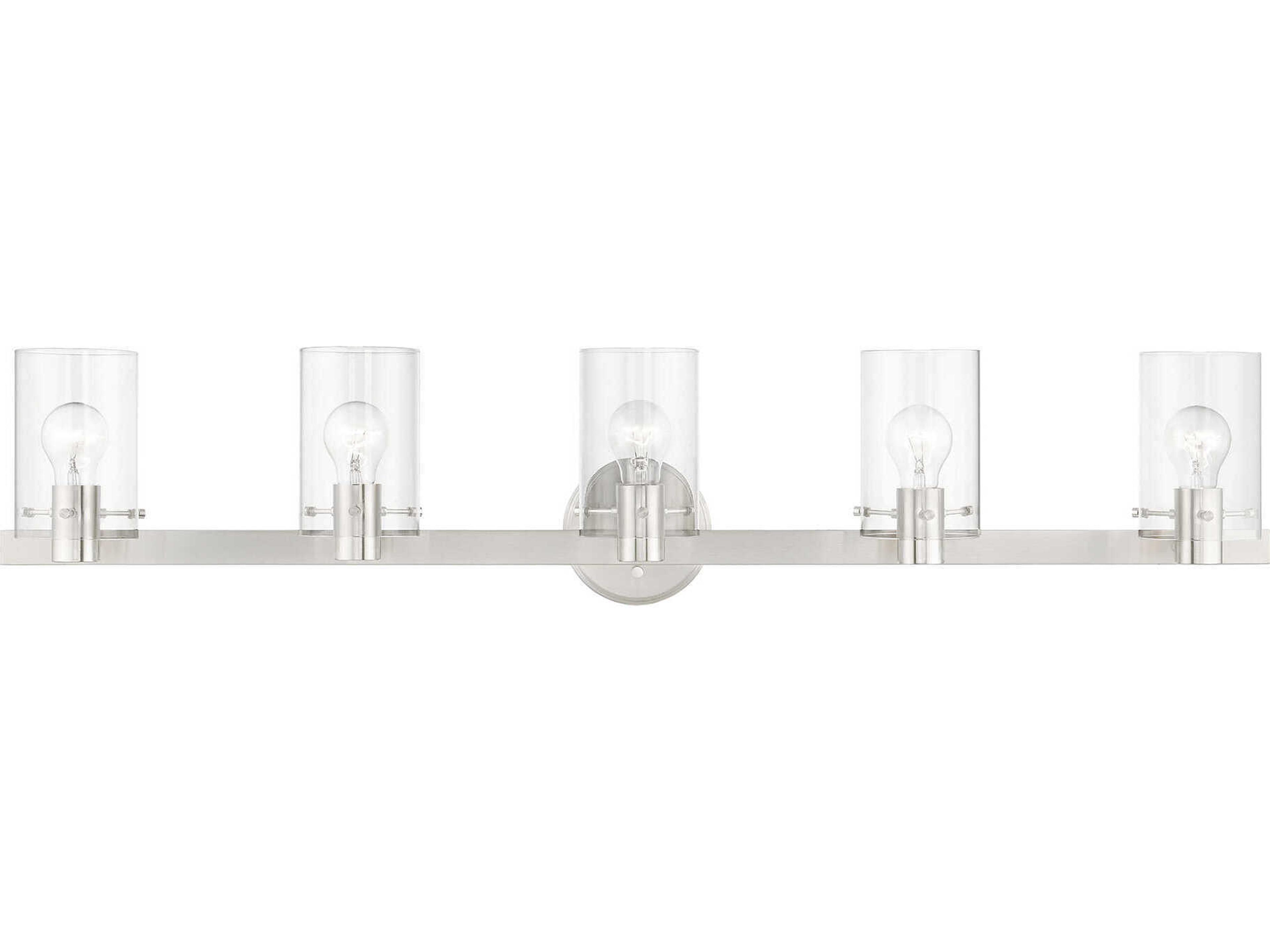 Livex Lighting Munich 5-Light Brushed Nickel Glass Vanity Light