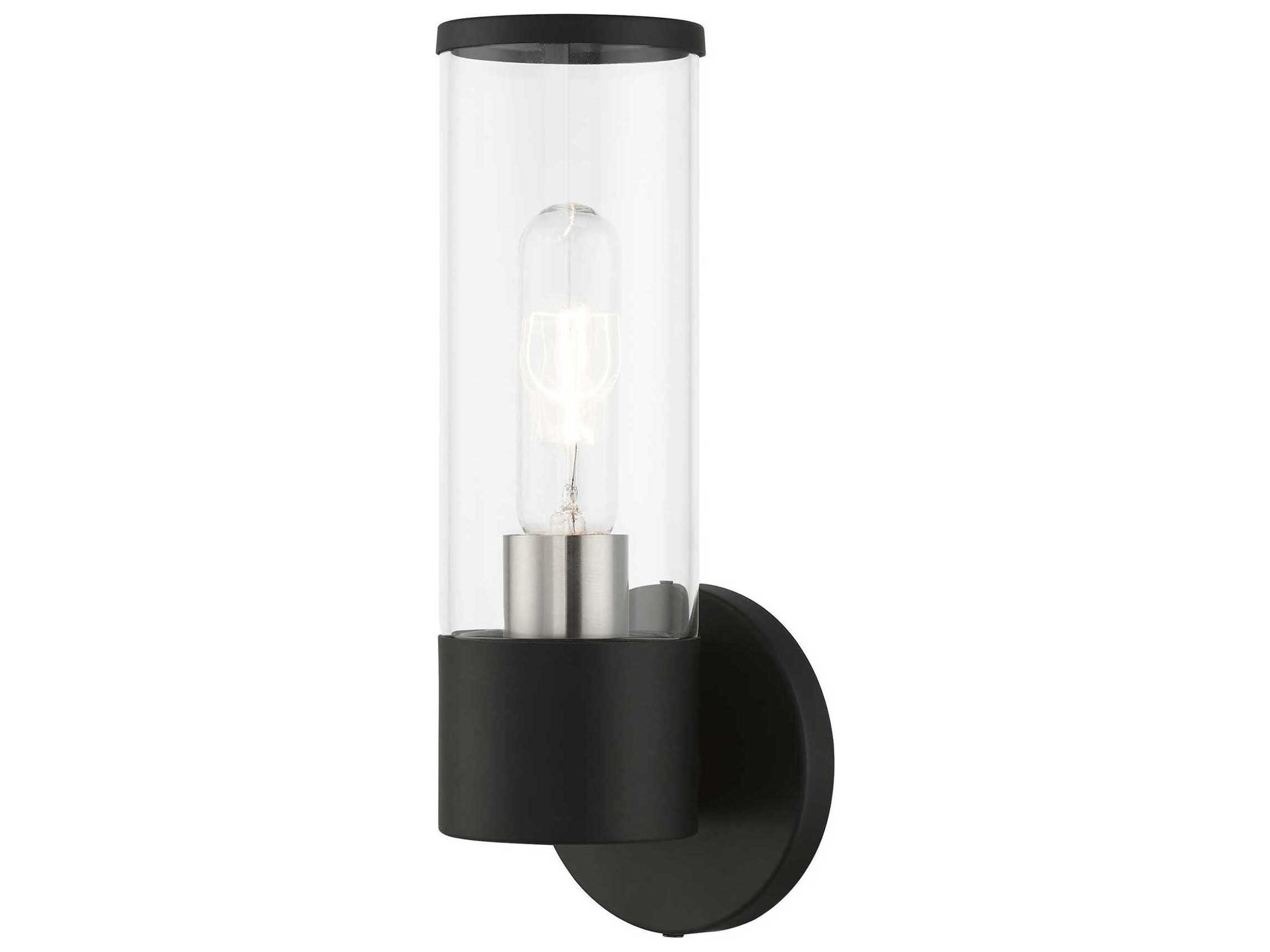 Livex Lighting Banca 1-Light Black Brushed Nickel Glass Wall Sconce