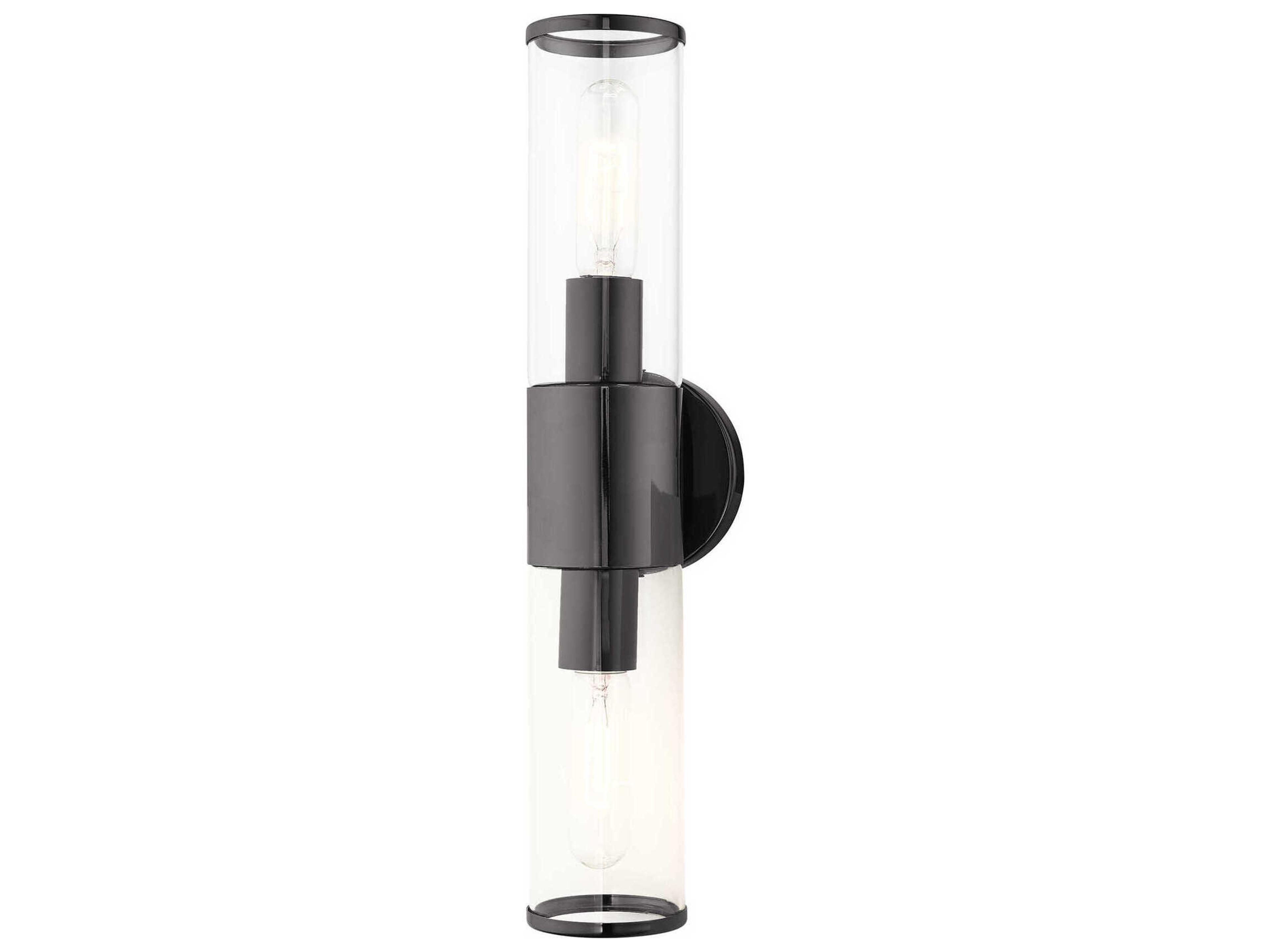 Livex Lighting Banca 2-Light Black Chrome Clear Glass Vanity Light