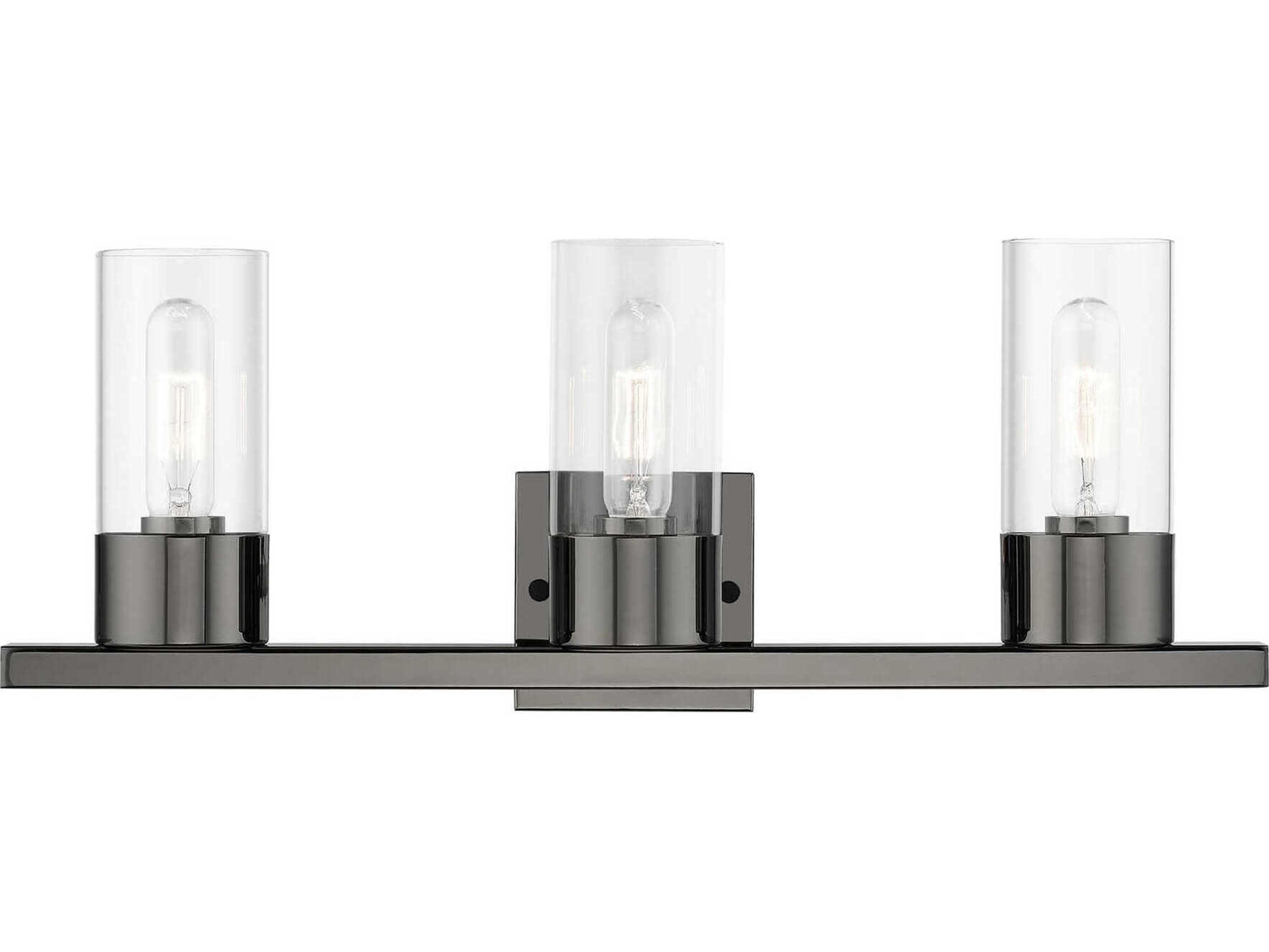 Livex Lighting Carson 3-Light Black Chrome Glass Vanity Light