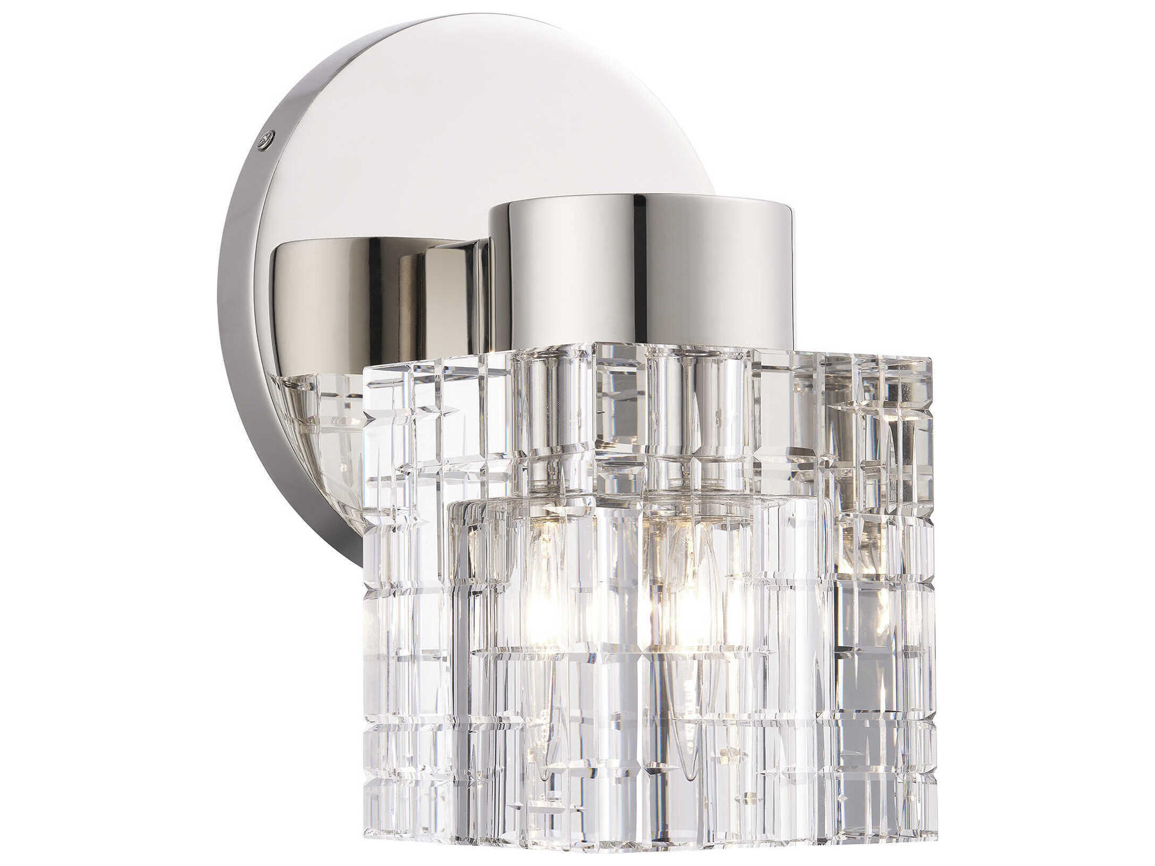 Livex Lighting Rotterdam 1-Light Polished Nickel Crystal Wall Sconce