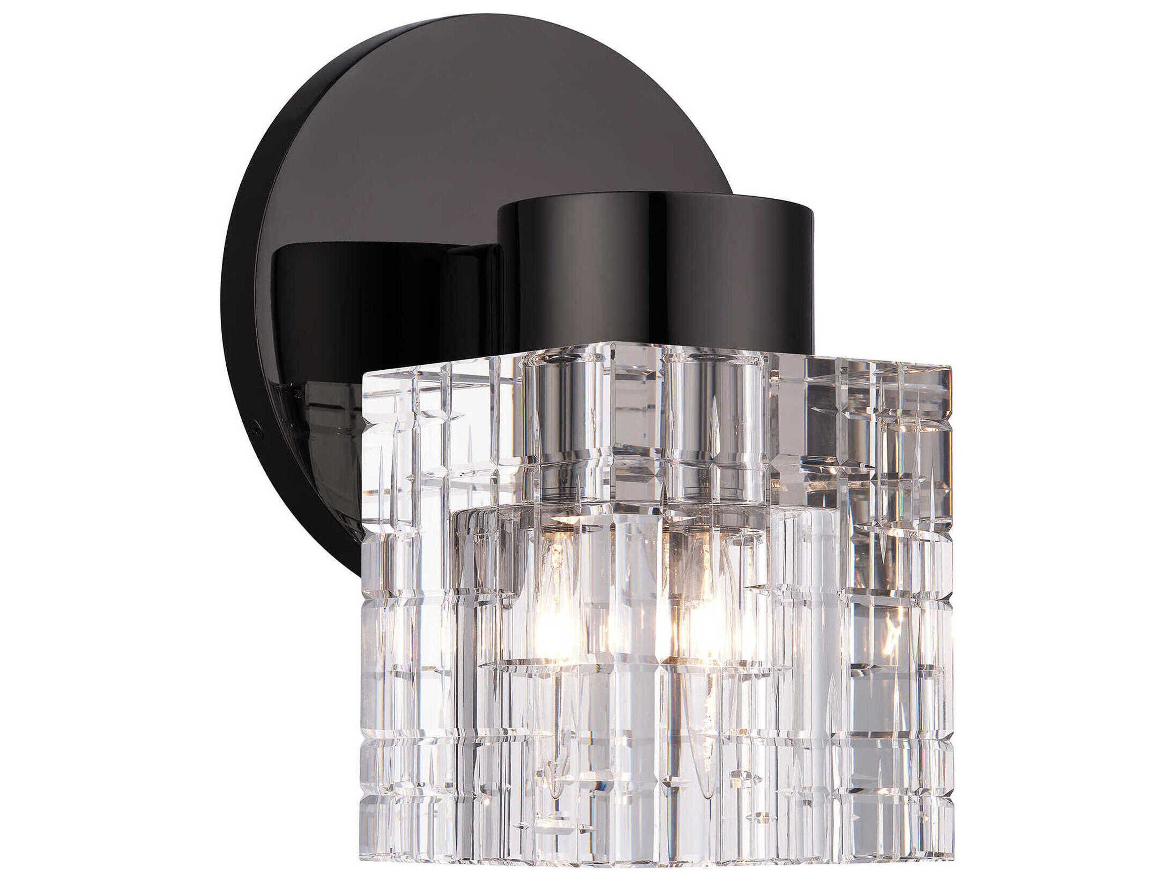 Livex Lighting Rotterdam 1-Light Black Chrome Crystal Wall Sconce