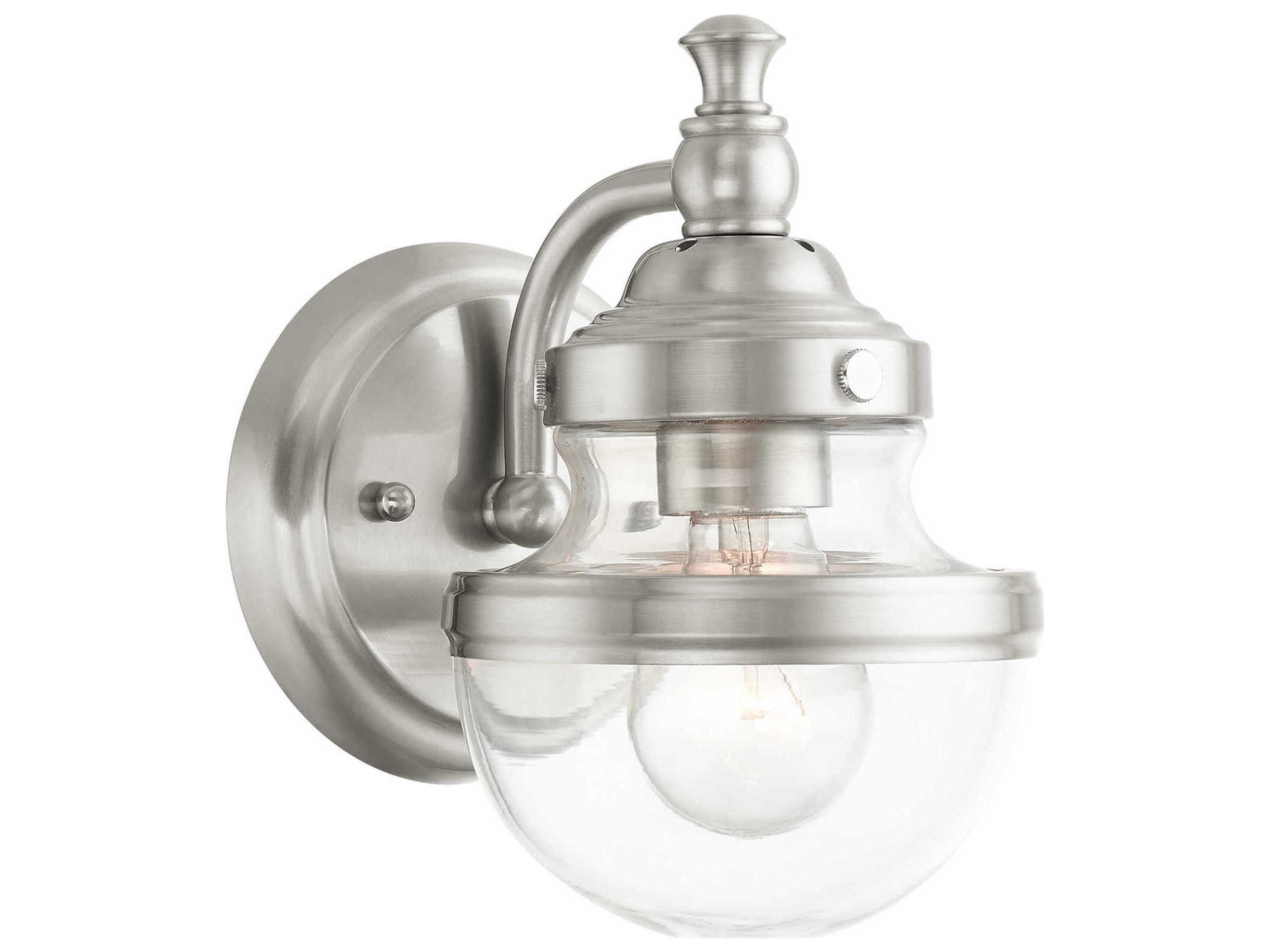 Livex Lighting Oldwick 1-Light Brushed Nickel Glass Wall Sconce