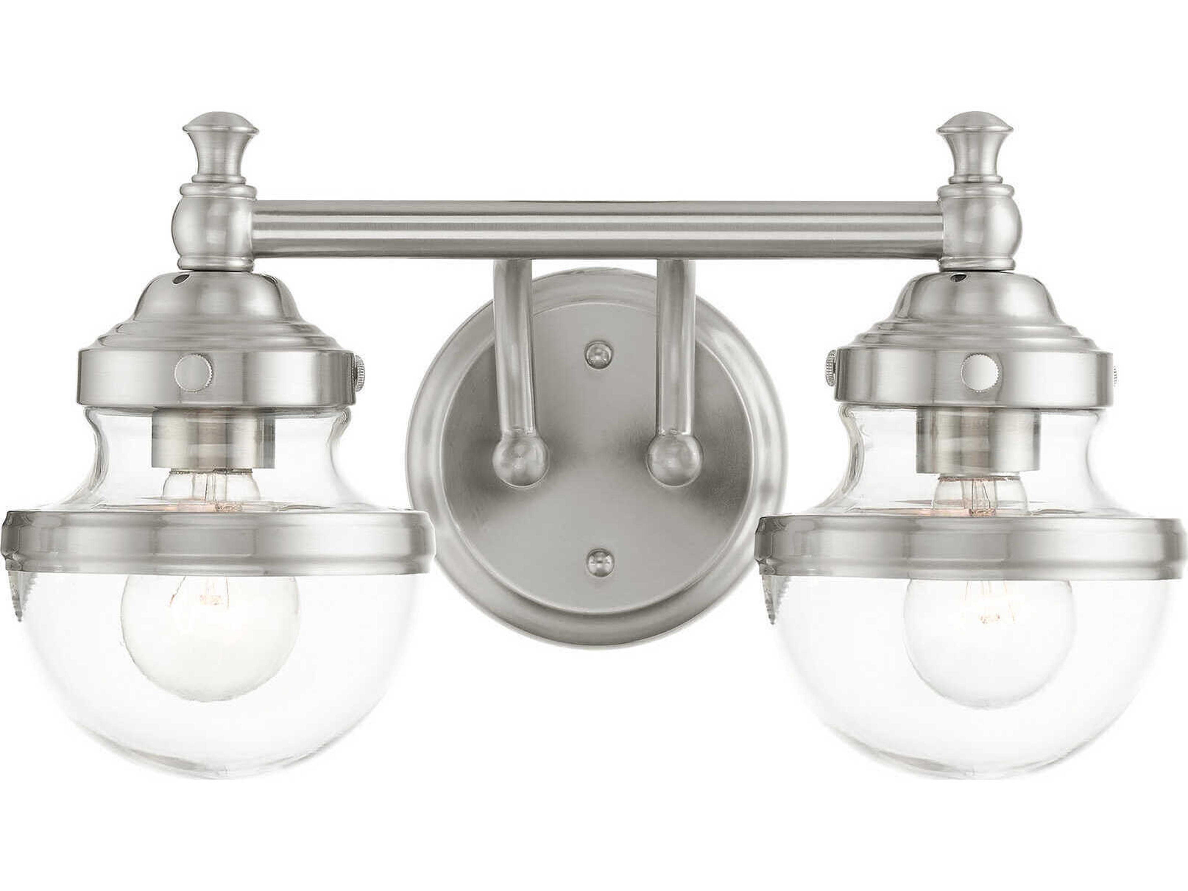 Livex Lighting Oldwick 2-Light Brushed Nickel Glass Vanity Light