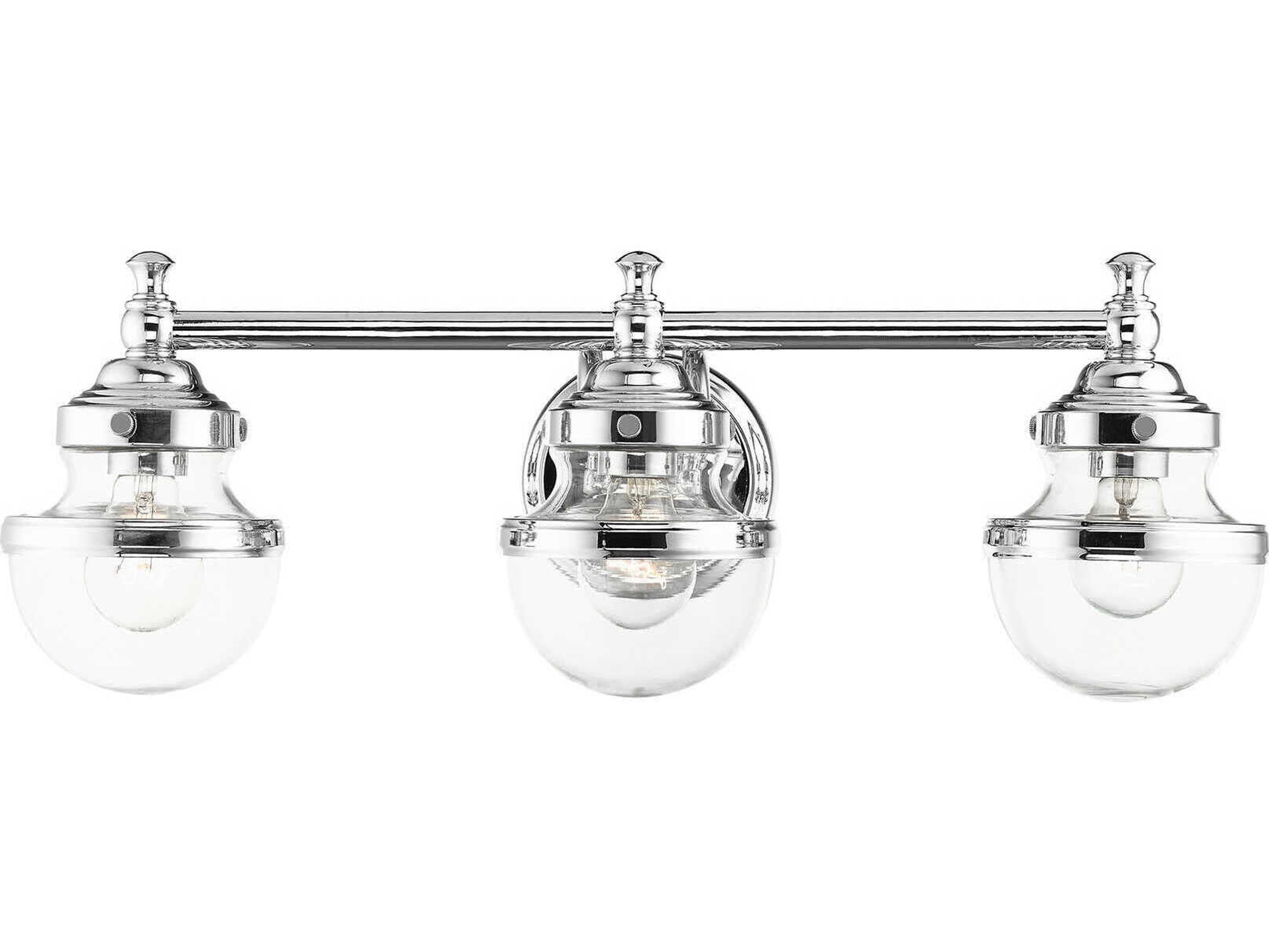 Livex Lighting Oldwick 3-Light Polished Chrome Glass Vanity Light