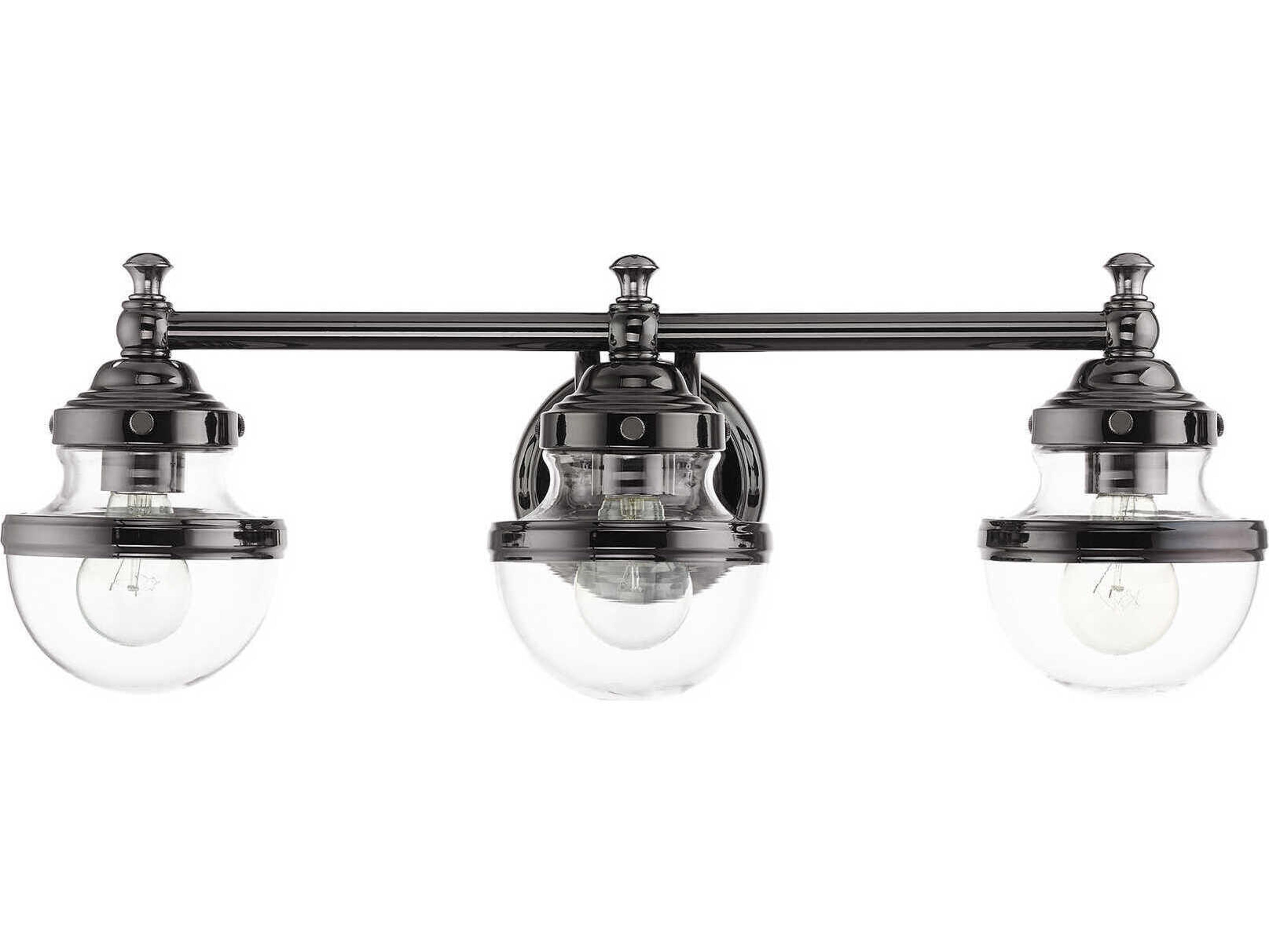 Livex Lighting Oldwick 3-Light Polished Black Chrome Glass Vanity Light