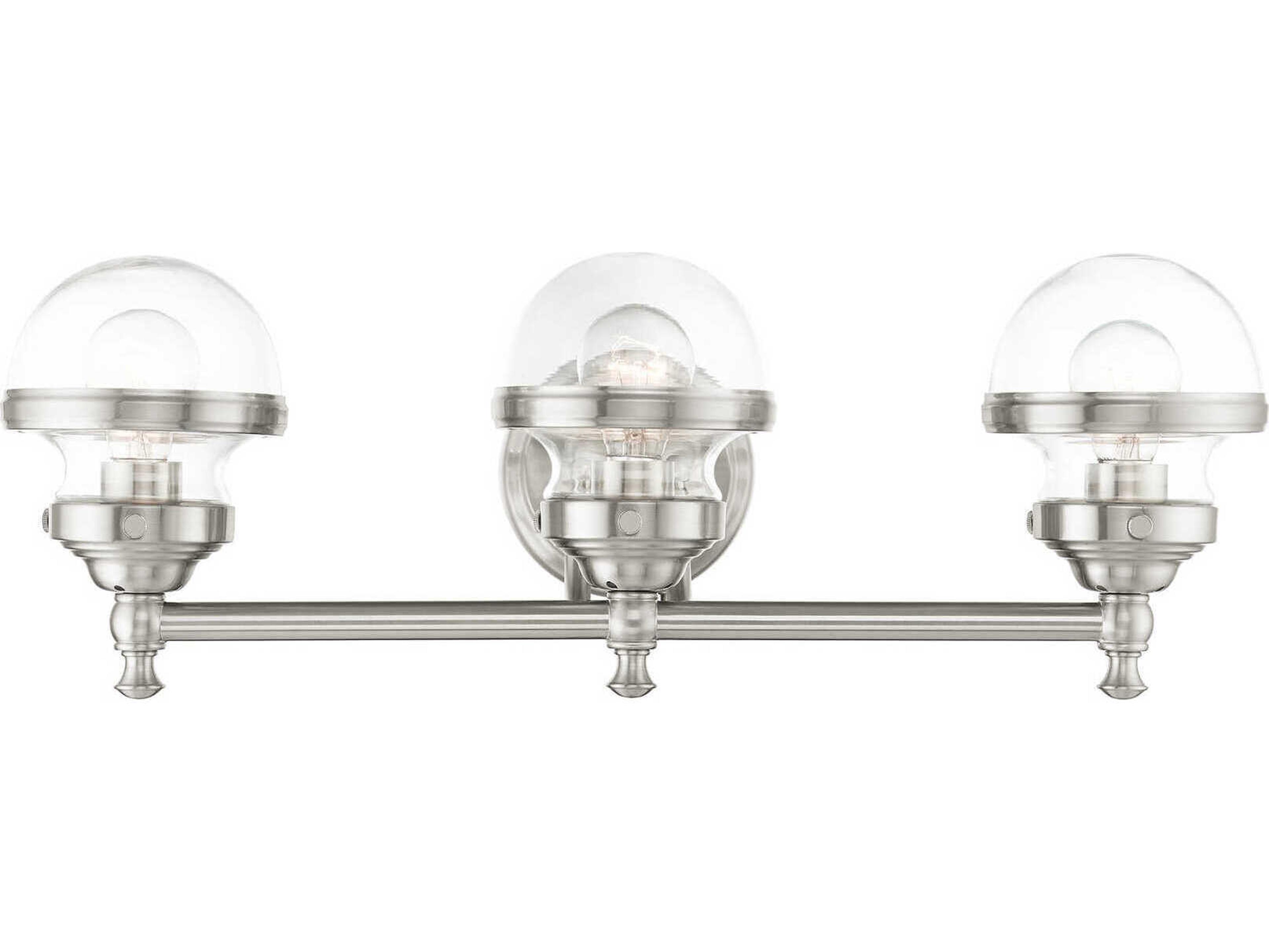 Livex Lighting Oldwick 3-Light Brushed Nickel Glass Vanity Light