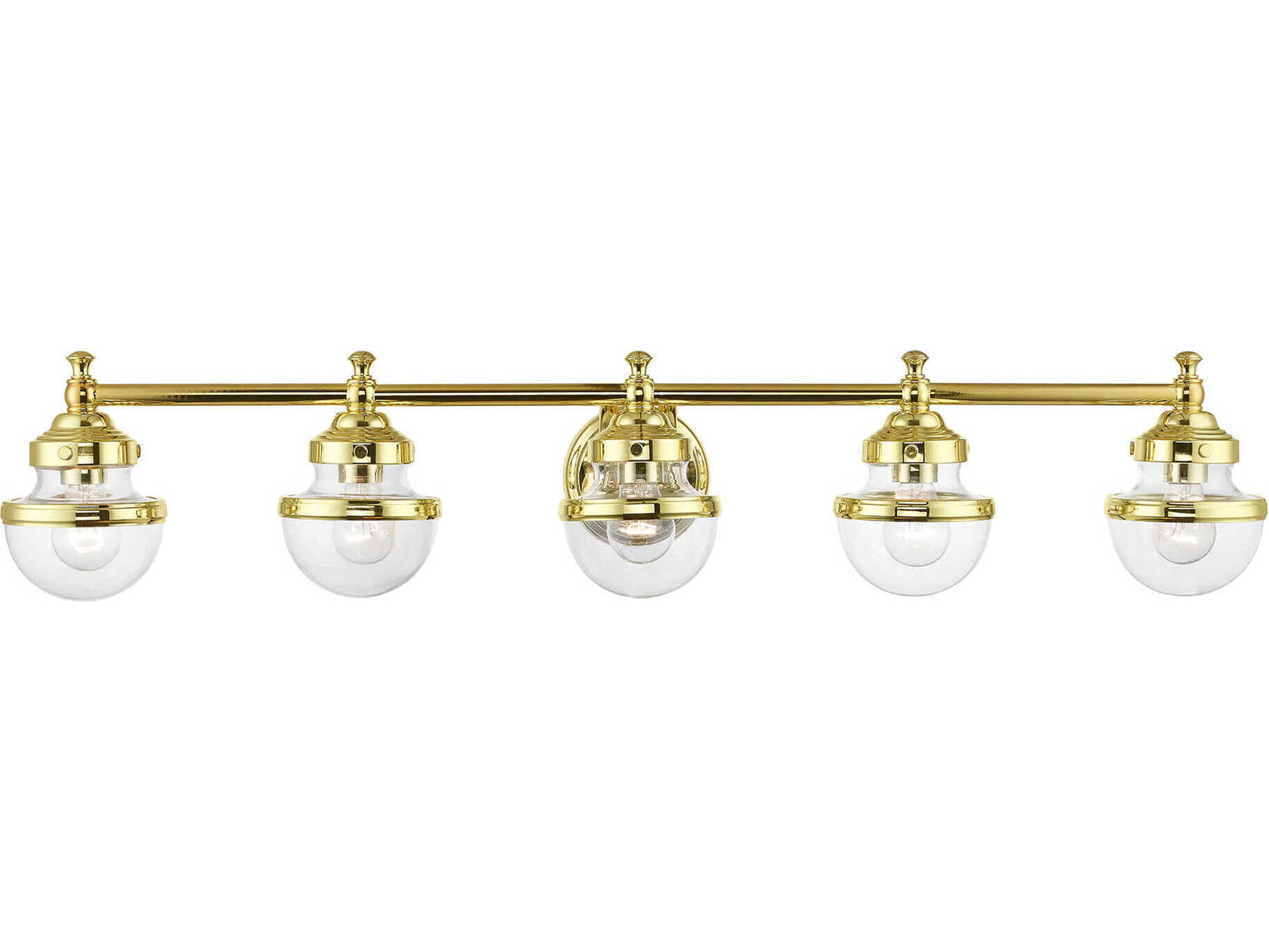 Livex Lighting Oldwick 5-Light Polished Brass Glass Vanity Light