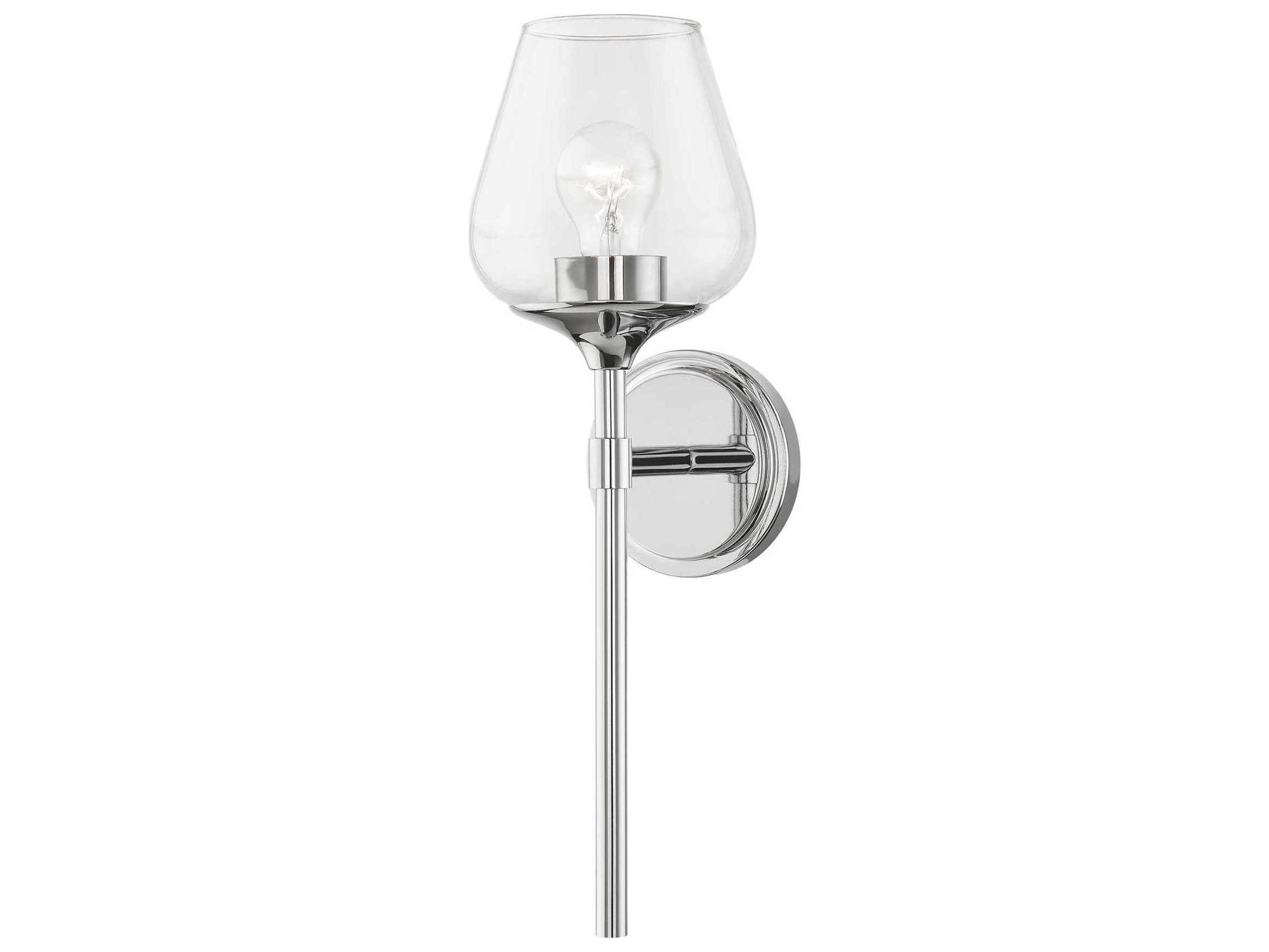 Livex Lighting Willow 1-Light Polished Chrome Glass Wall Sconce