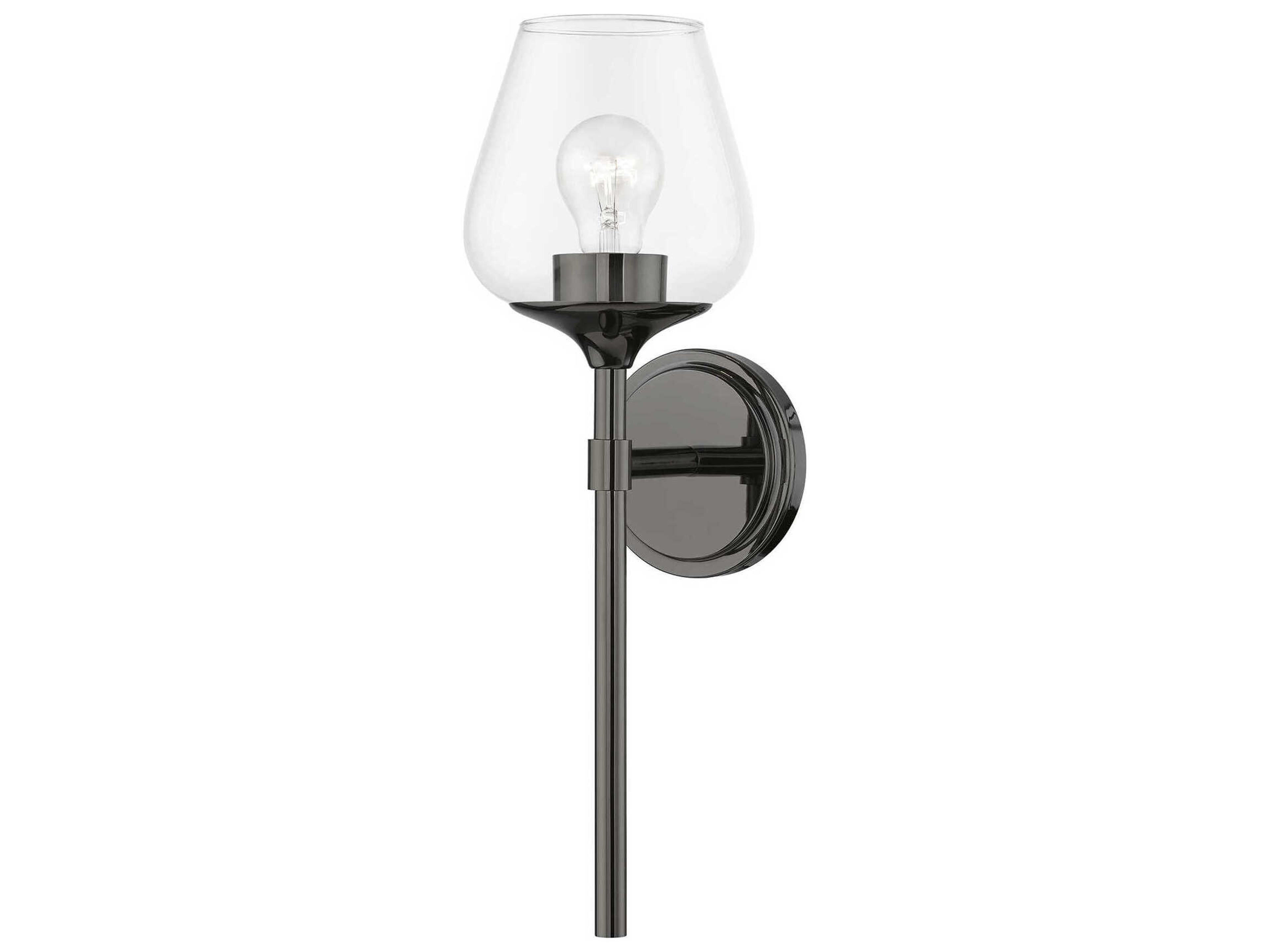 Livex Lighting Willow 1-Light Black Chrome Glass Wall Sconce
