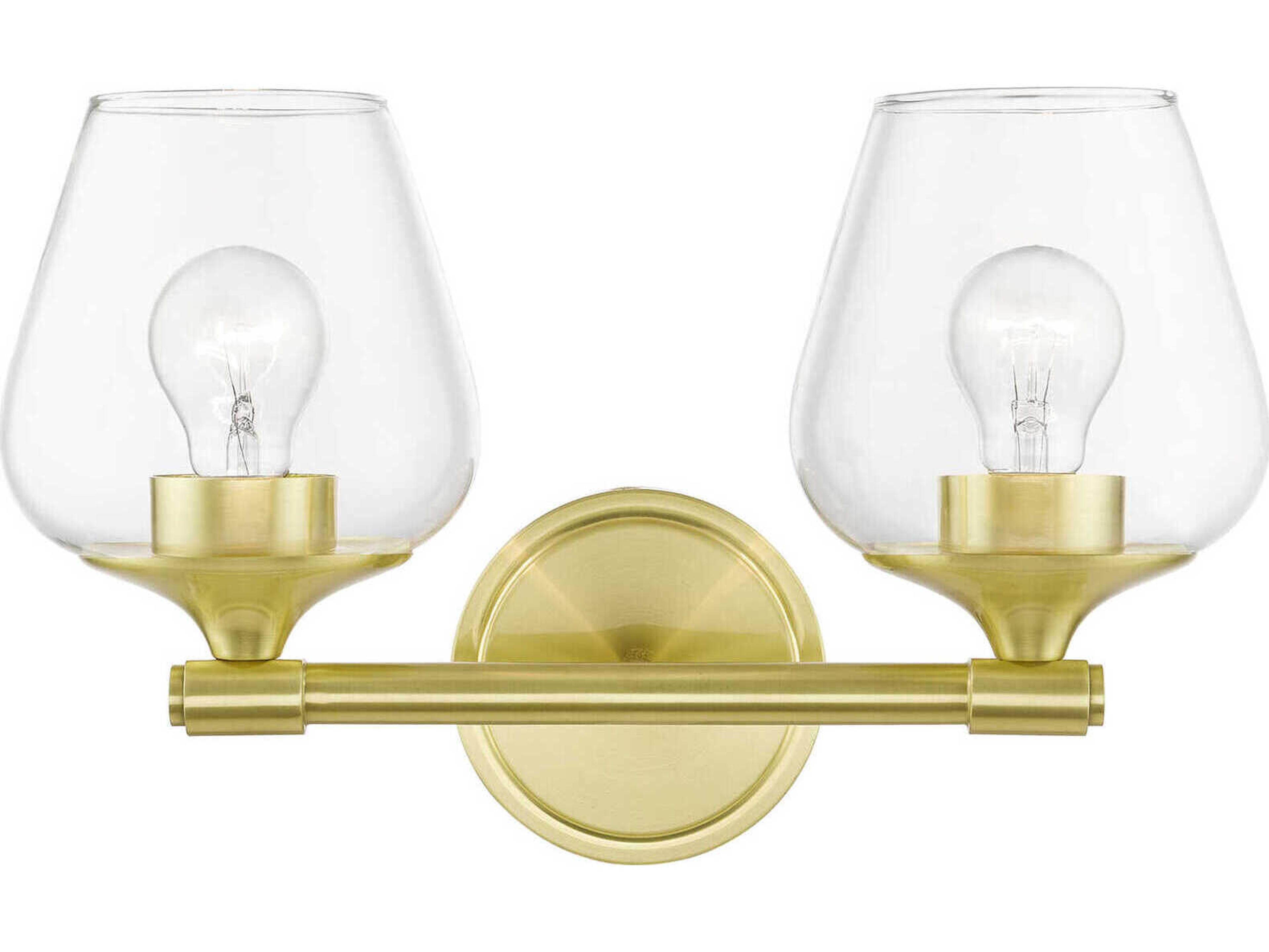 Livex Lighting Willow 2-Light Satin Brass Glass Vanity Light