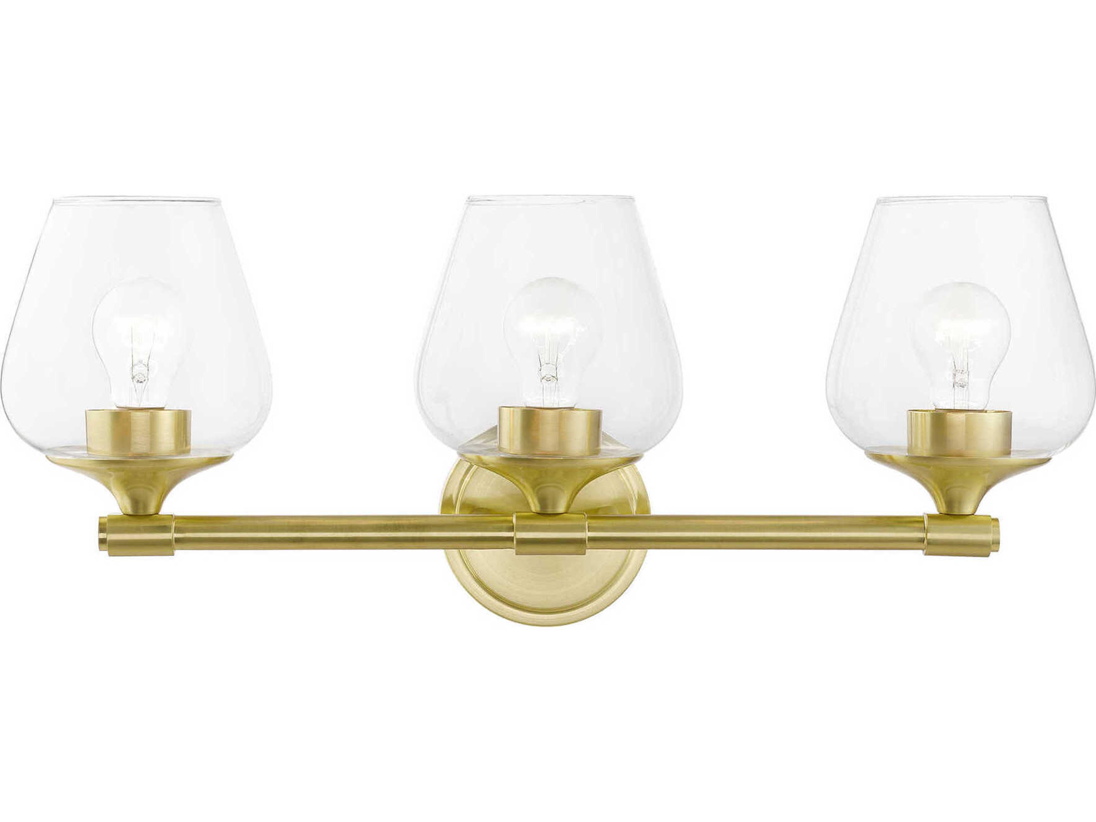 Livex Lighting Willow 3-Light Satin Brass Glass Vanity Light