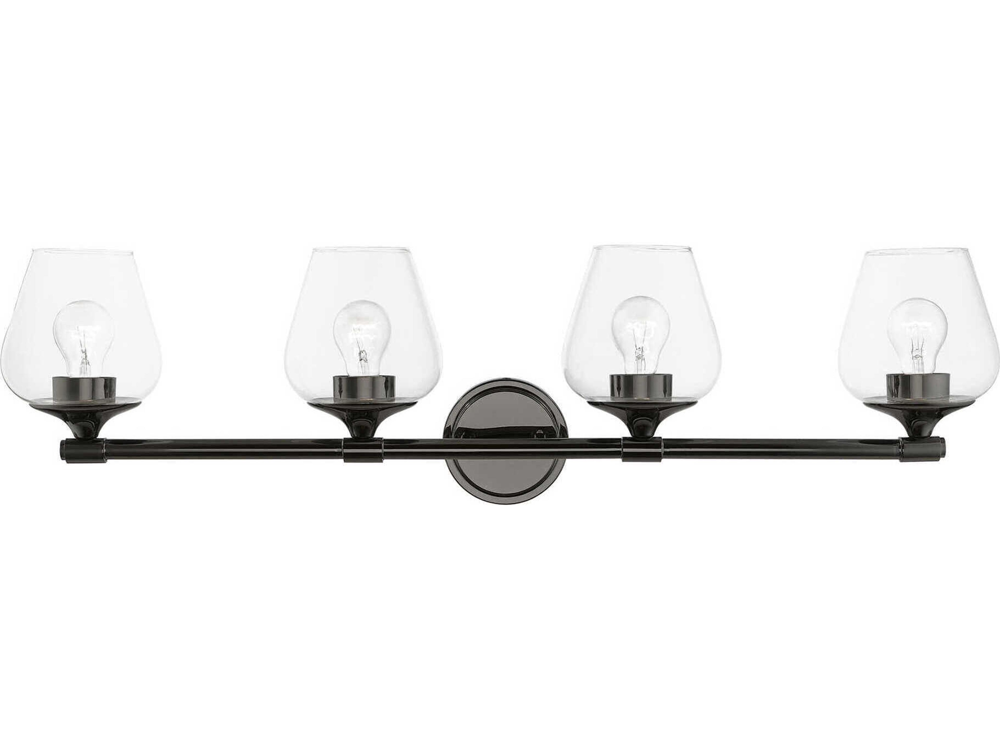 Livex Lighting Willow 4-Light Black Chrome Glass Vanity Light
