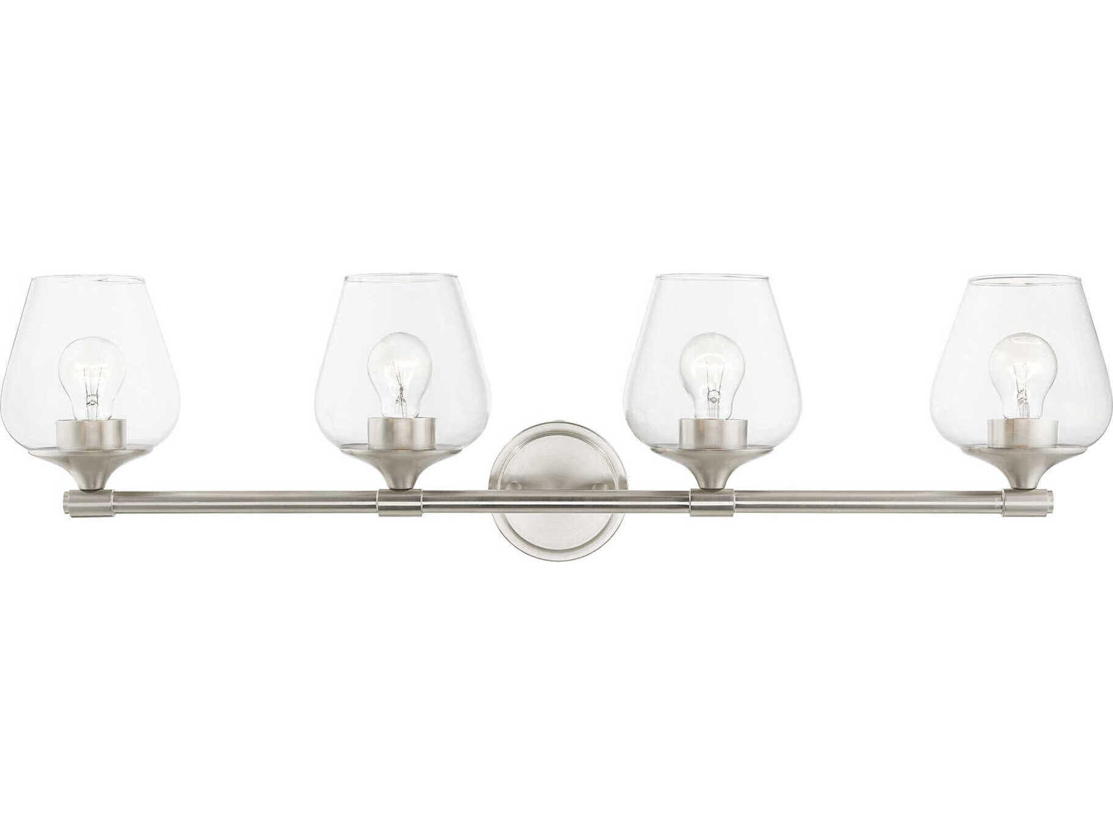 Livex Lighting Willow 4-Light Brushed Nickel Glass Vanity Light
