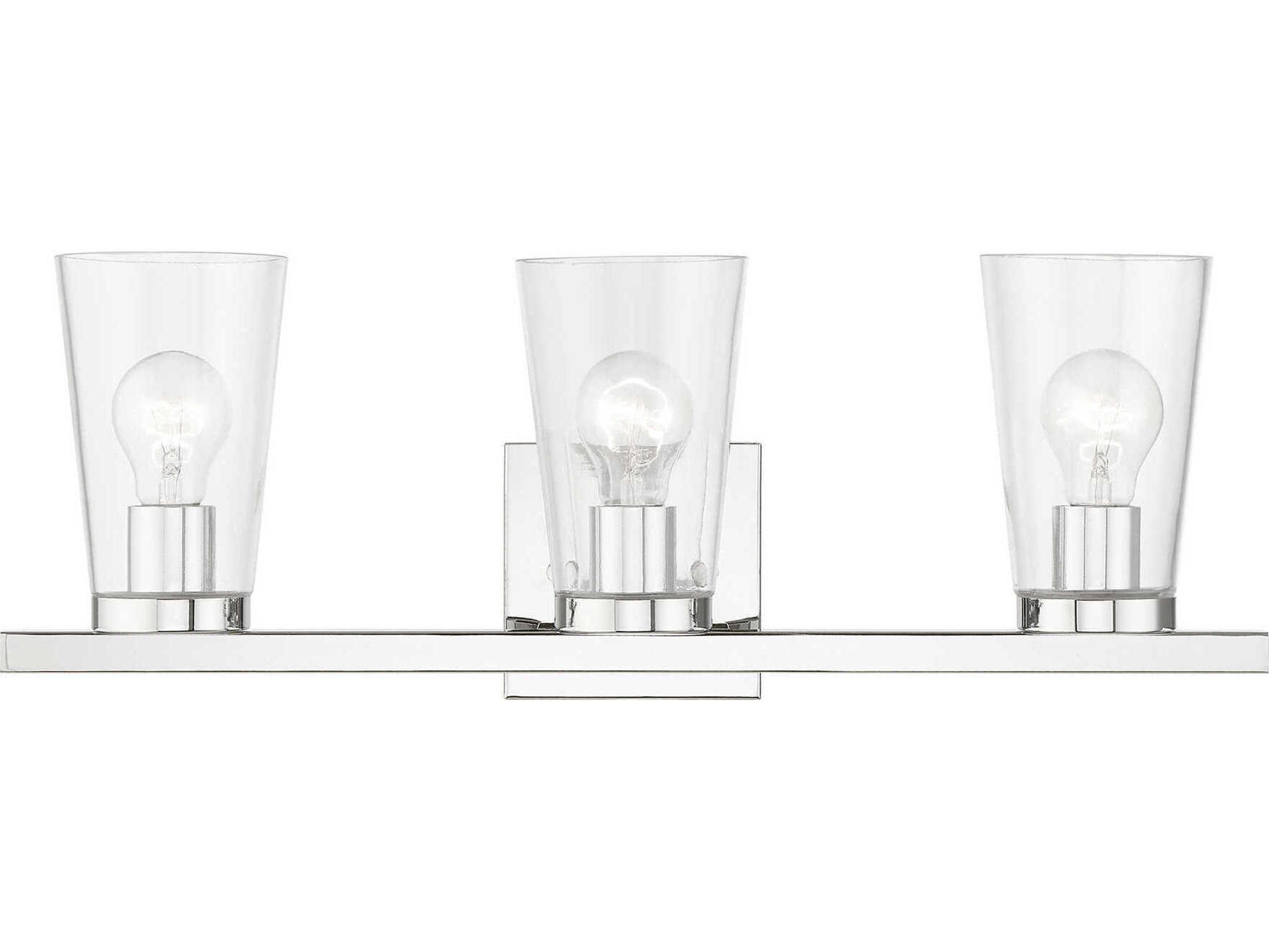 Livex Lighting Cityview 3-Light Polished Chrome Glass Vanity Light