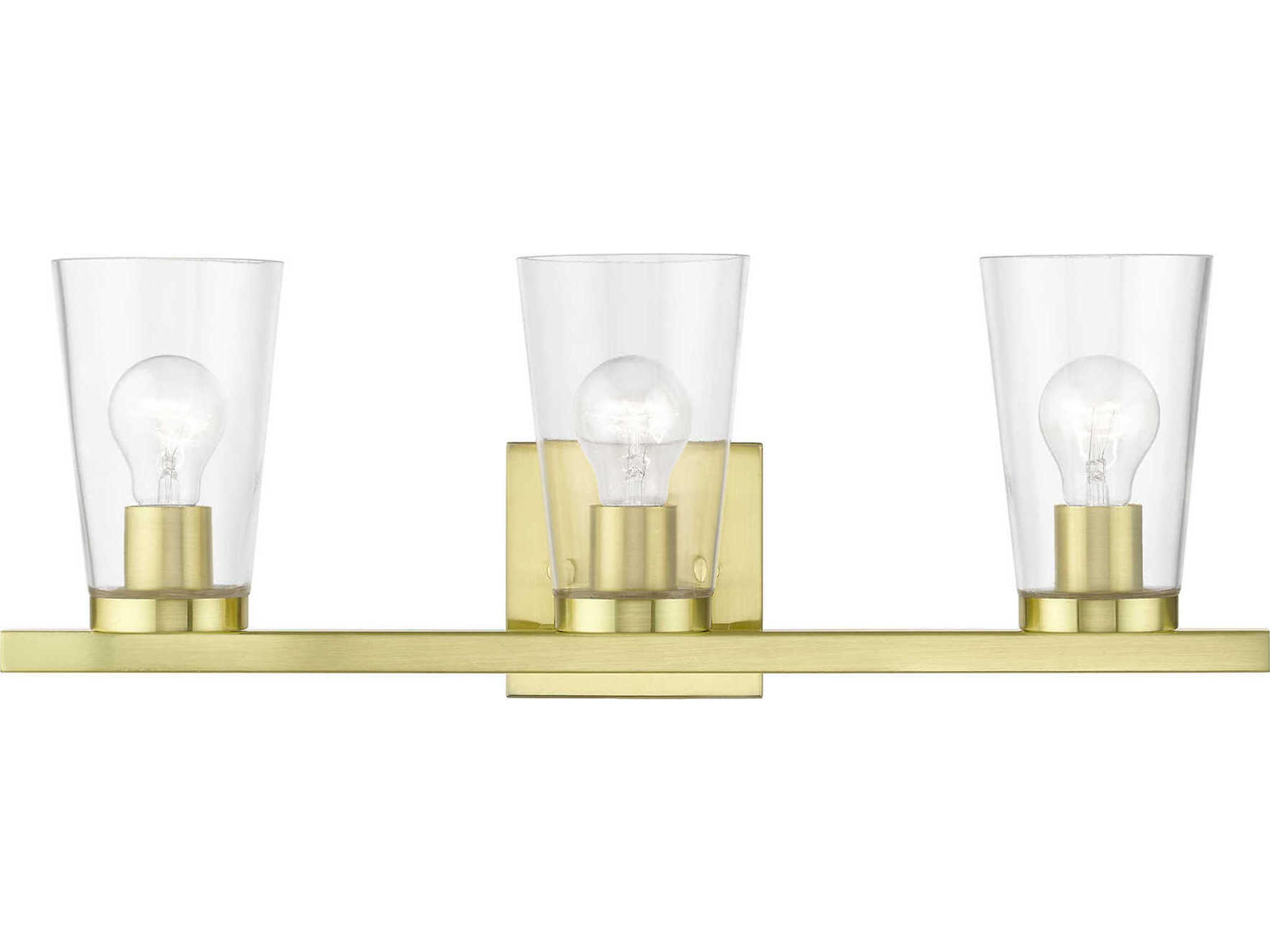 Livex Lighting Cityview 3-Light Satin Brass Glass Vanity Light