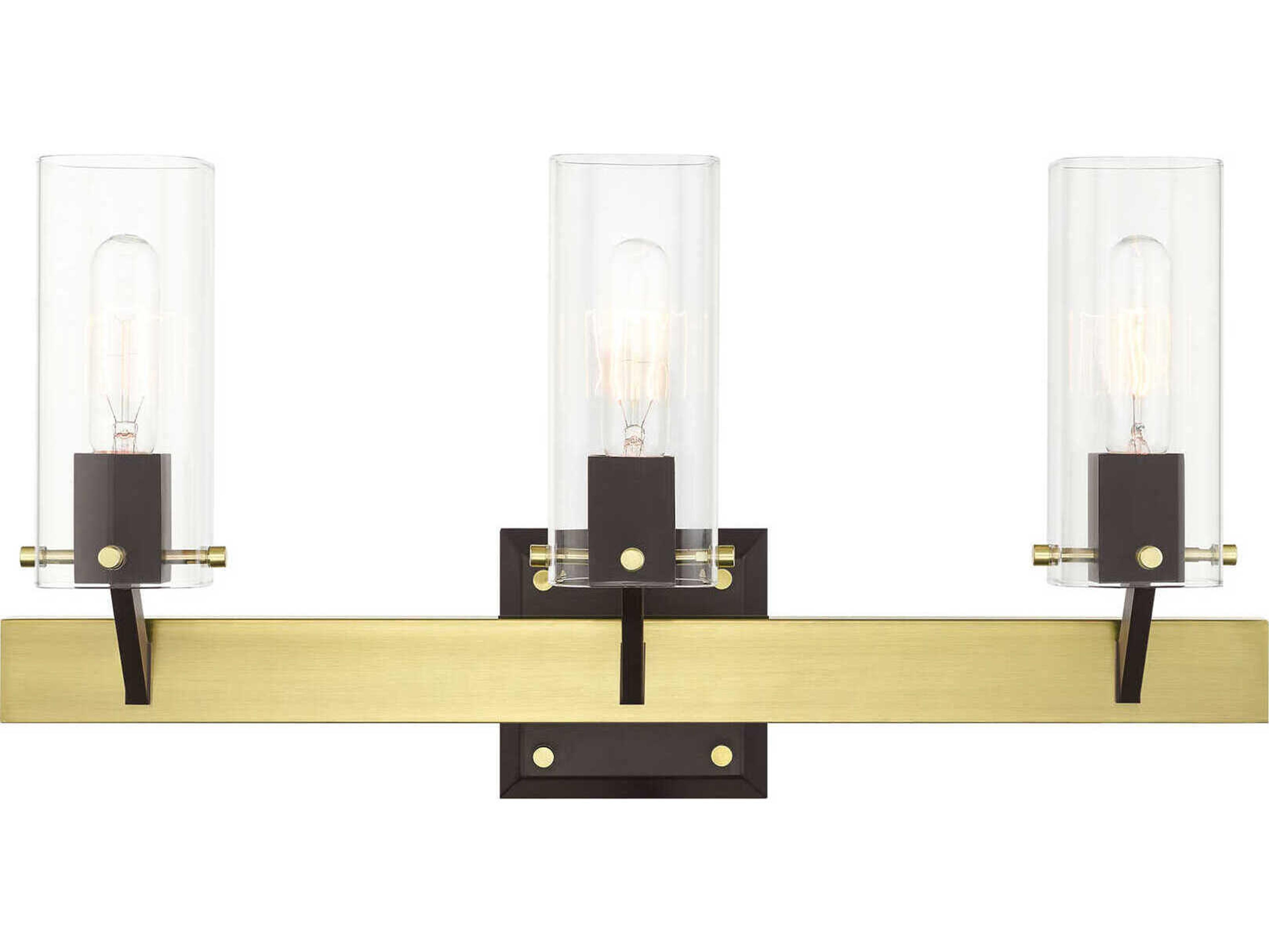 Livex Lighting Beckett 3-Light Satin Brass Clear Glass Vanity Light