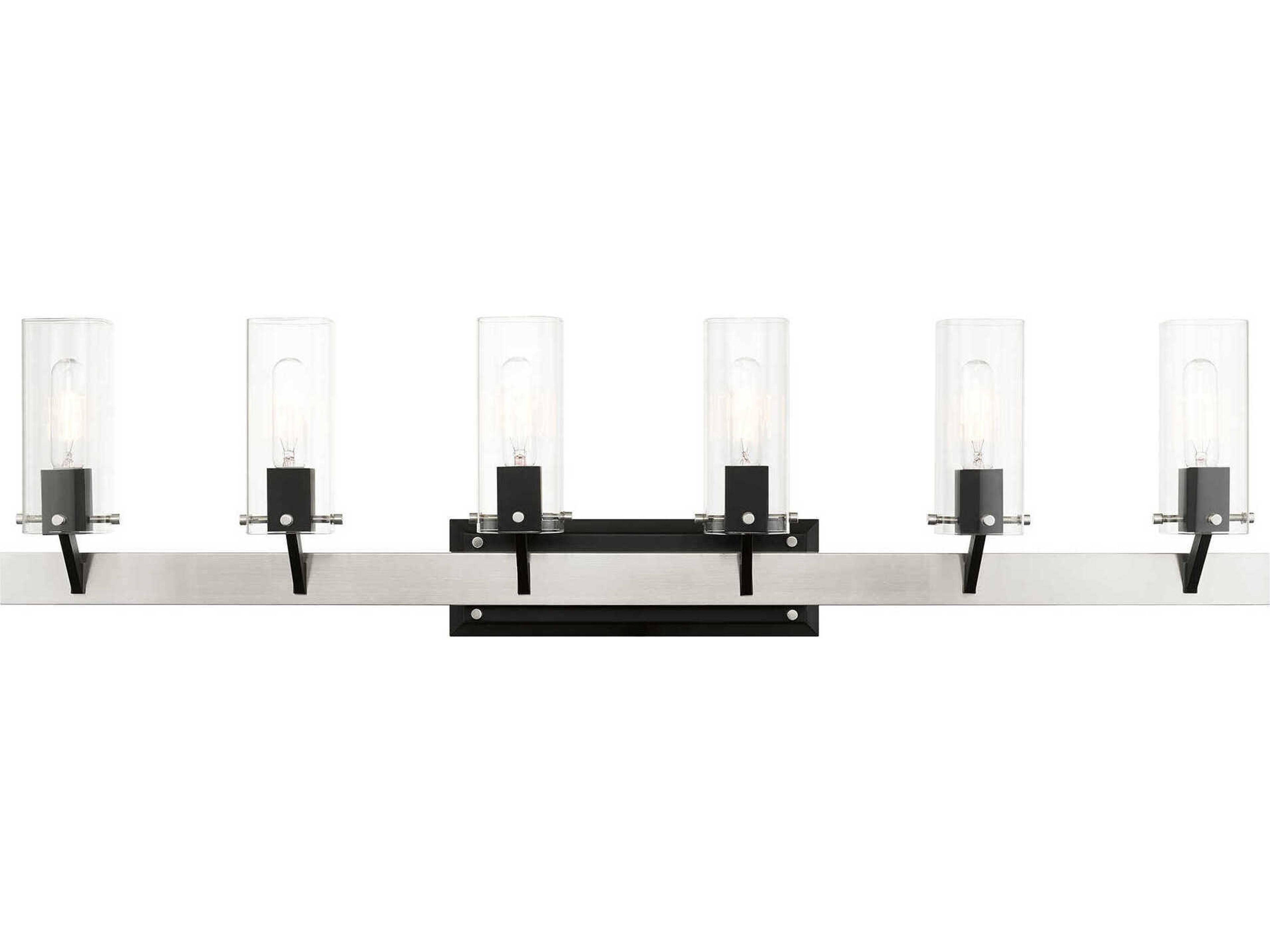Livex Lighting Beckett 6-Light Brushed Nickel Clear Glass Vanity Light