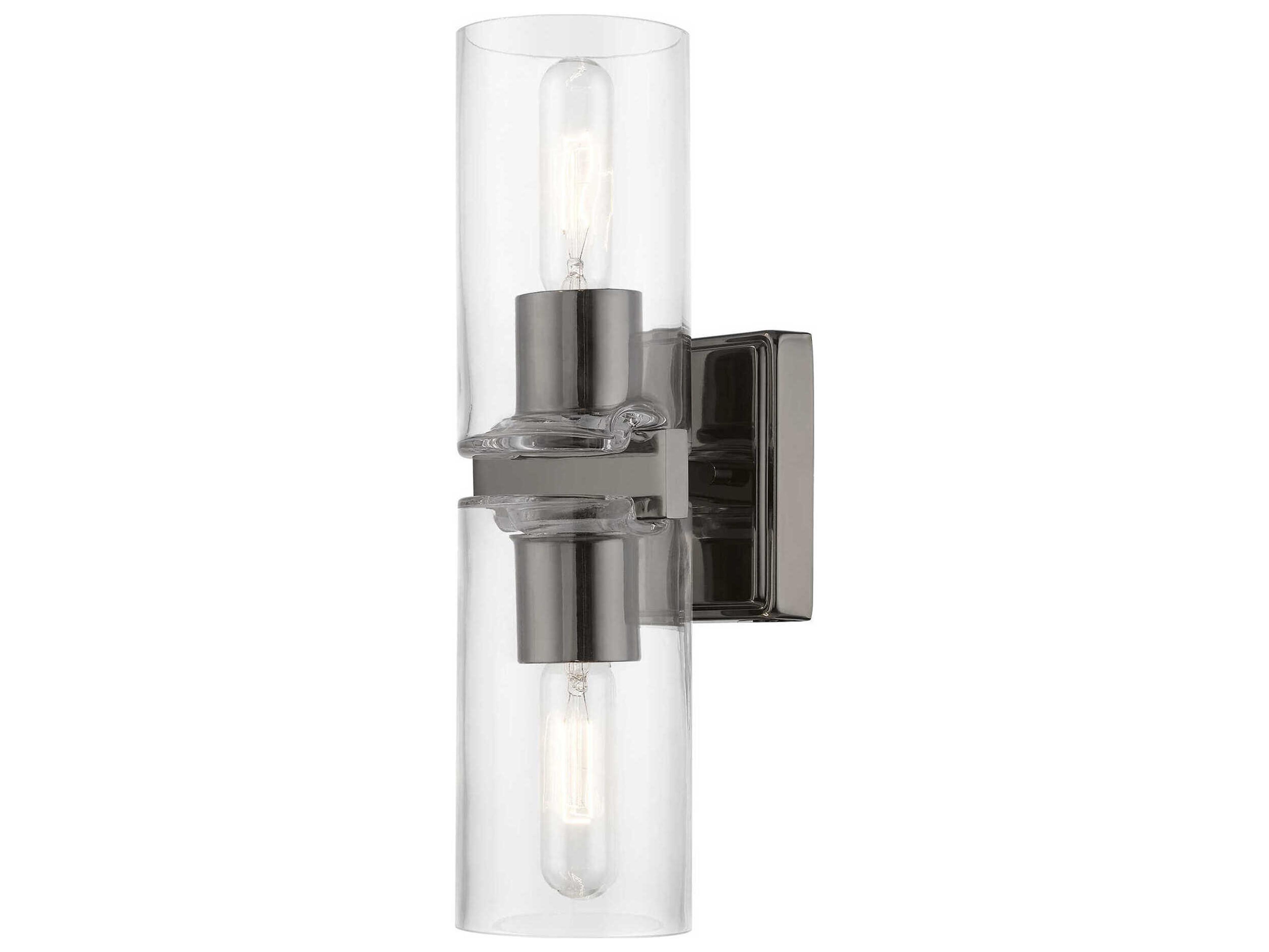 Livex Lighting Clarion 2-Light Black Chrome Glass Vanity Light