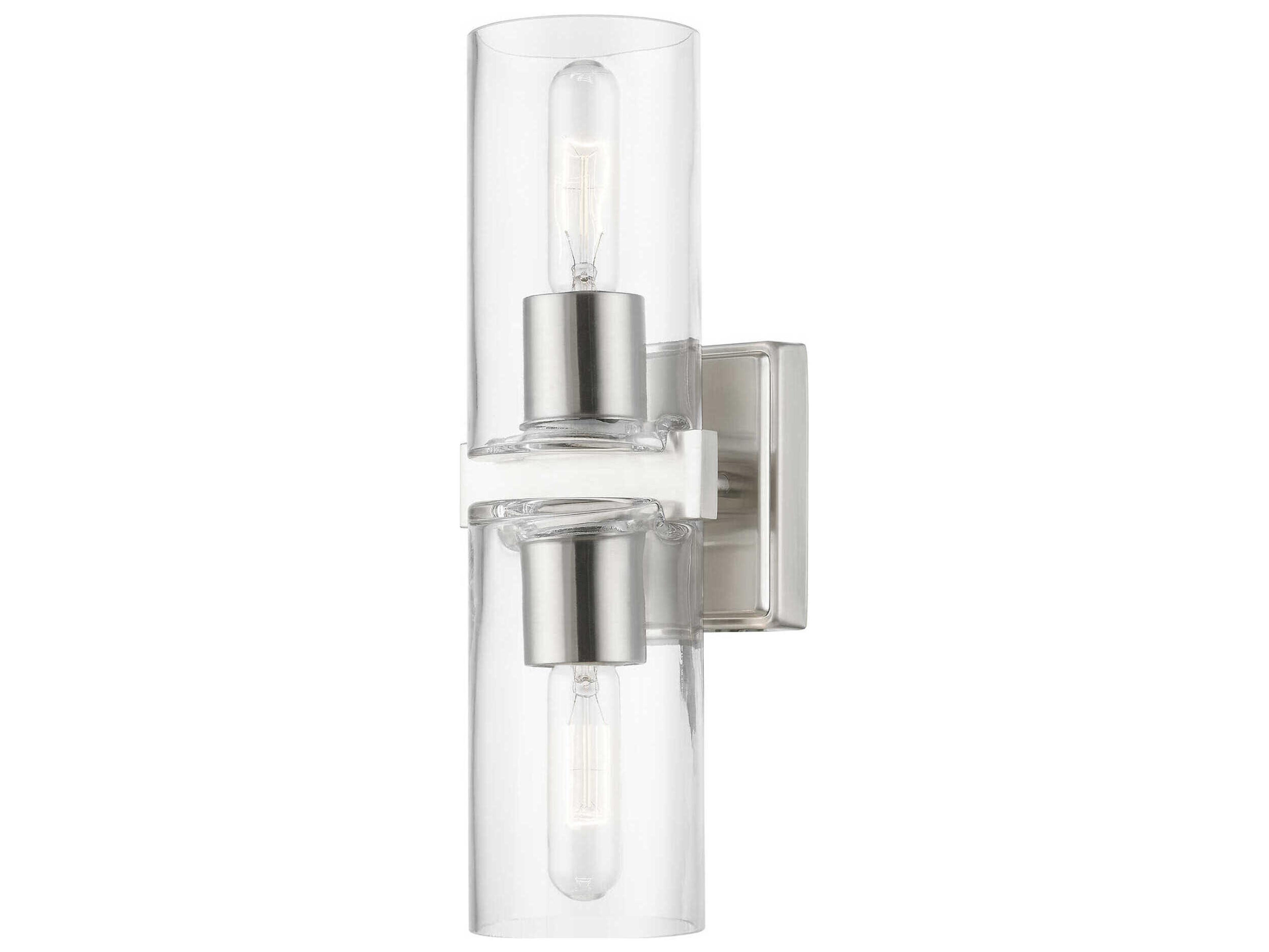 Livex Lighting Clarion 2-Light Brushed Nickel Glass Vanity Light